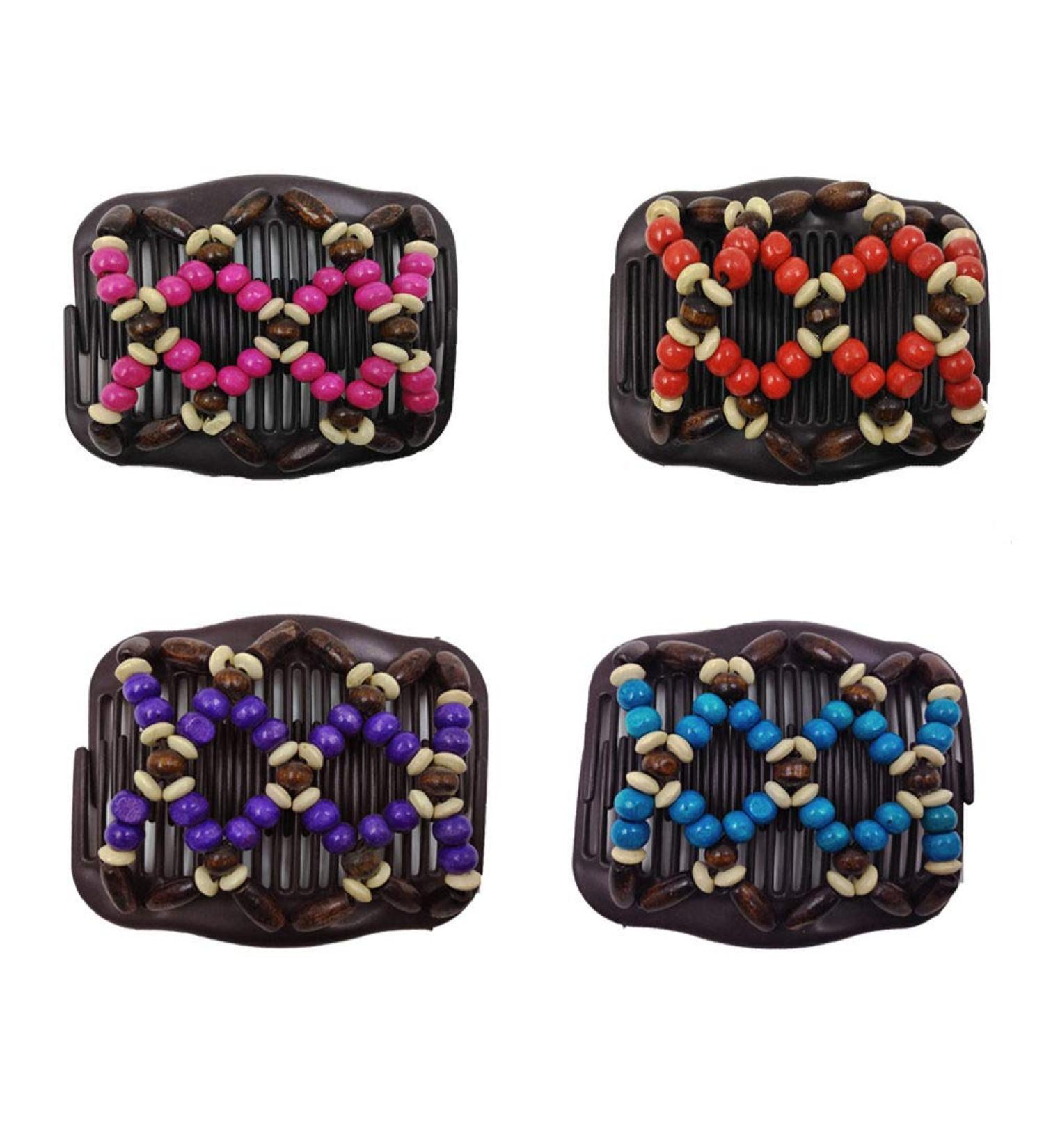 Lovef 4-Piece Beads Hair Combs & Clips Set for Women and Girls | Elastic & Stretchy Hair Accessory - Buy Online on GoSupps.com