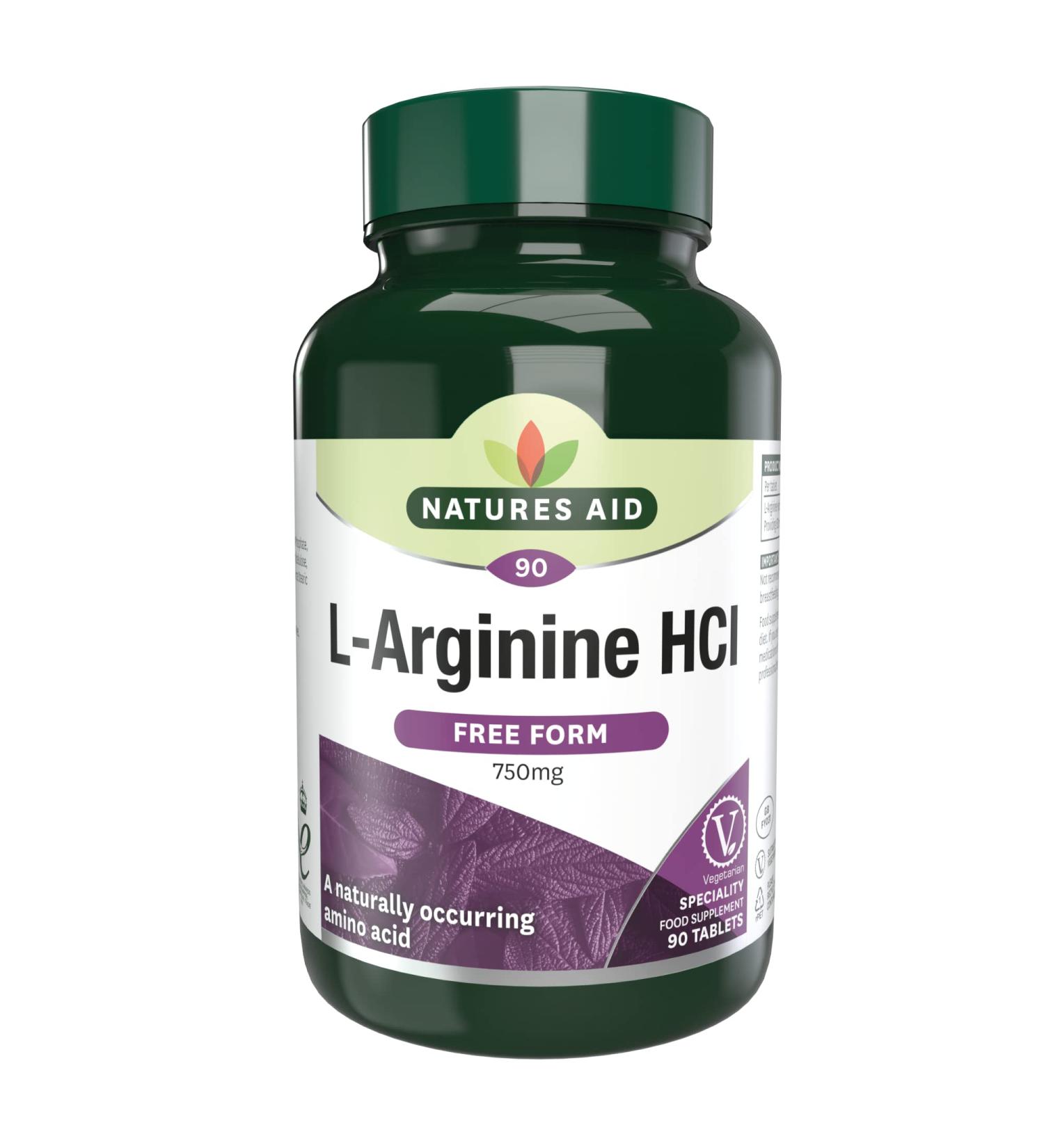 Natures Aid 750mg L-Arginine Tablets - Pack of 90 132230 - Buy Online on GoSupps.com