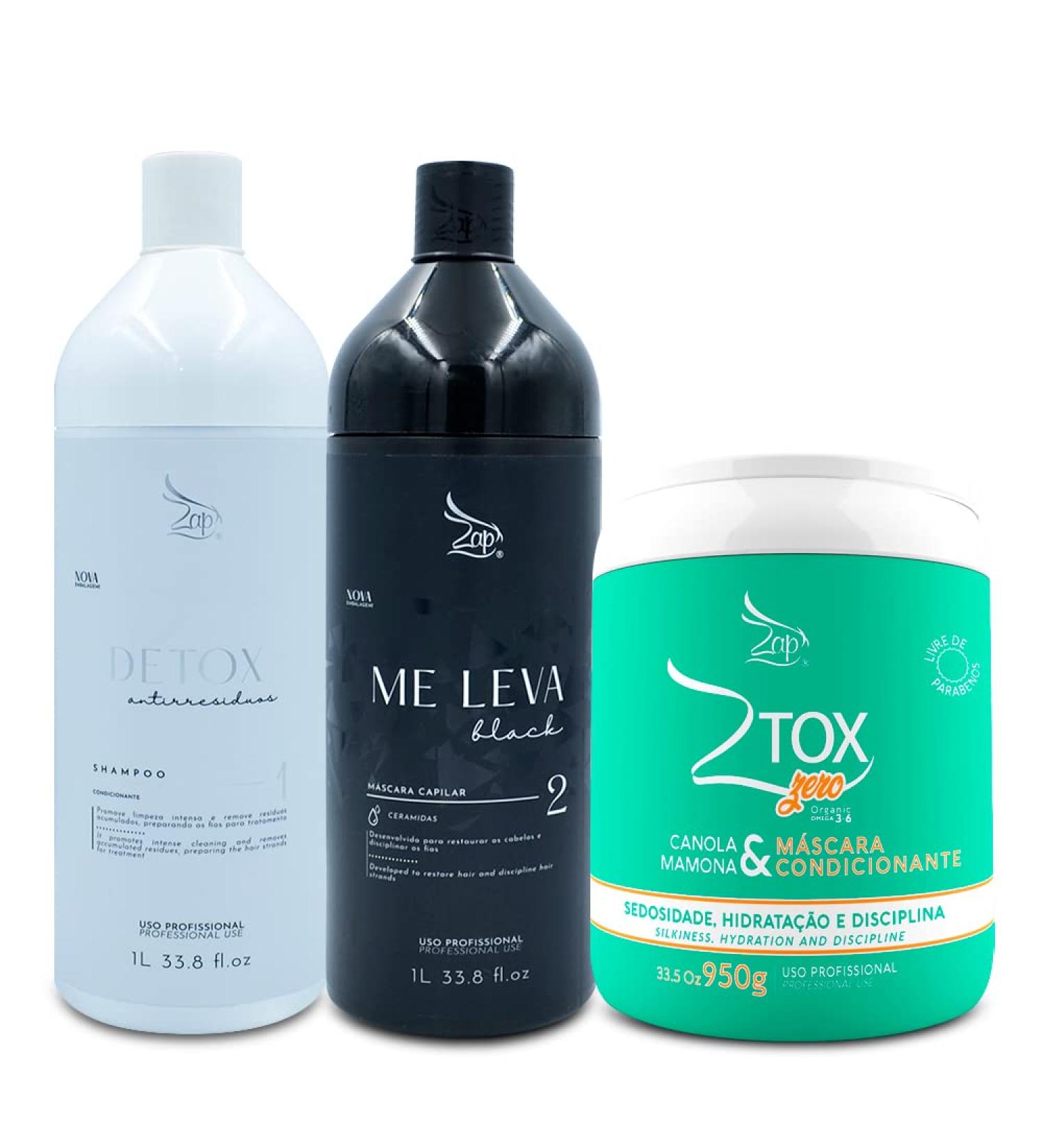 Kit Professional Progressive Zap Me Leva 2x1L/2x35.2 fl.oz and Ztox Zero Conditioning Mask 950g/32.12 fl. oz