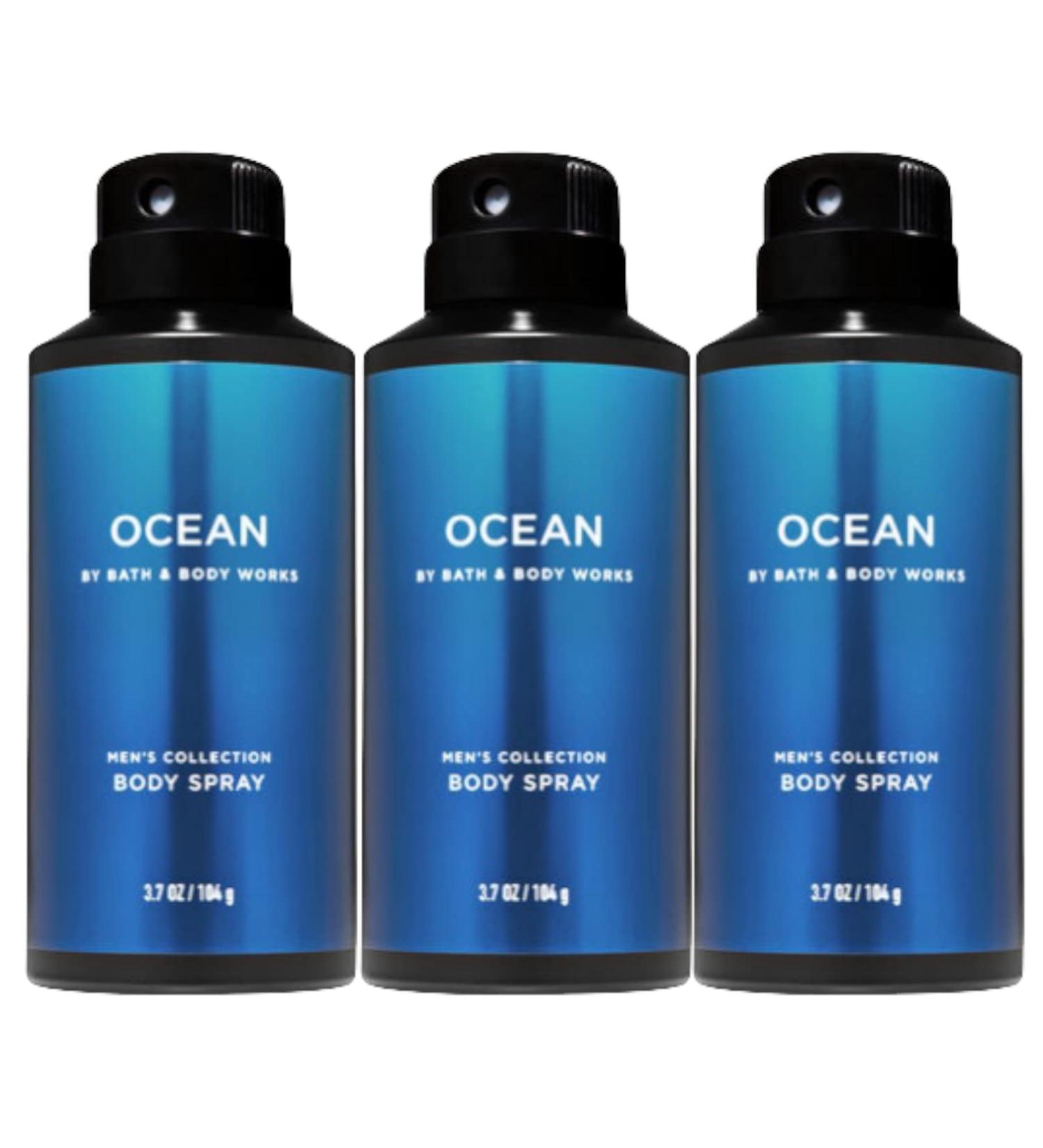 Bath and Body Works Ocean Men's Deodorizing Body Spray 3.7 Oz 3-Pack Coastal Air 3.7 Ounce (Pack of 3)
