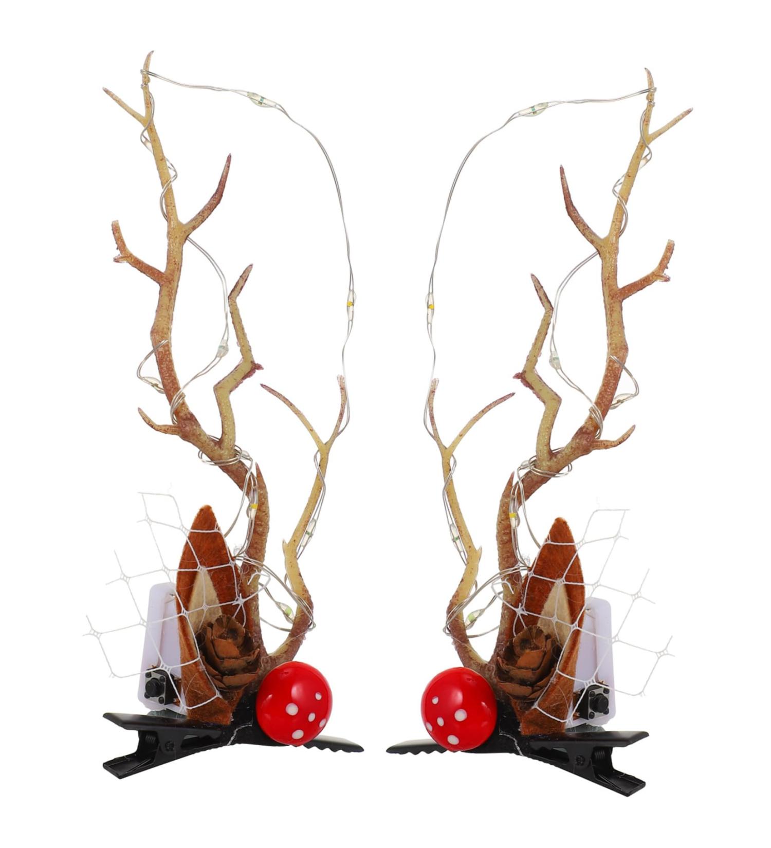 minkissy 2 Pairs Luminous Antler Hair Clip Reindeer Ears Clips Christmas Hair Antlers Clips Xmas Deer Antler Hair Barrettes Reindeer Antlers Xmas Hairpins Summer Non-woven Fabric Ear Clip - Buy Online on GoSupps.com