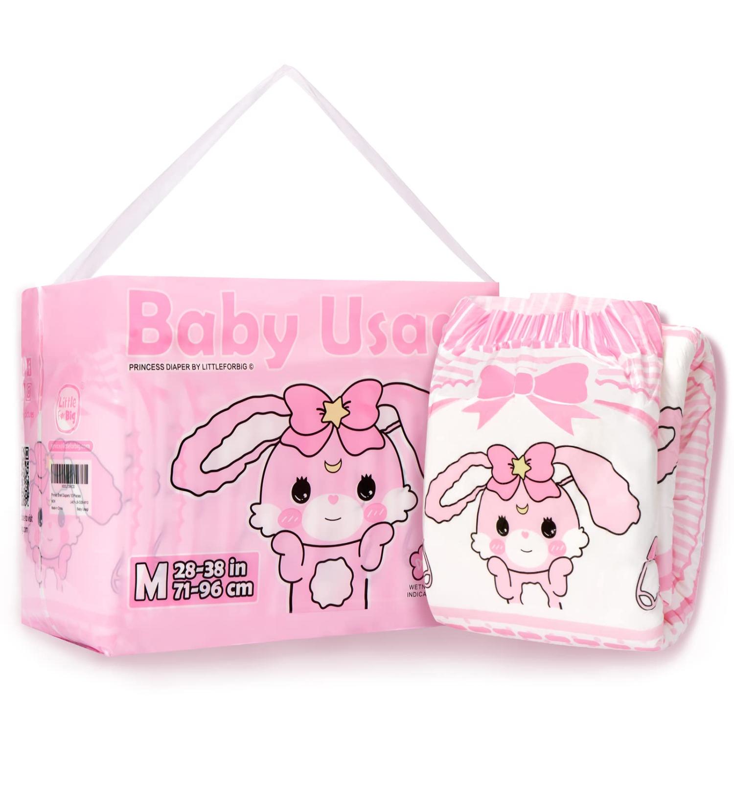 LittleForBig Adult Printed Diapers - Baby Usagi 10 Pack (Medium 71-96 CM) Pink | International Shipping Available - Buy Online on GoSupps.com