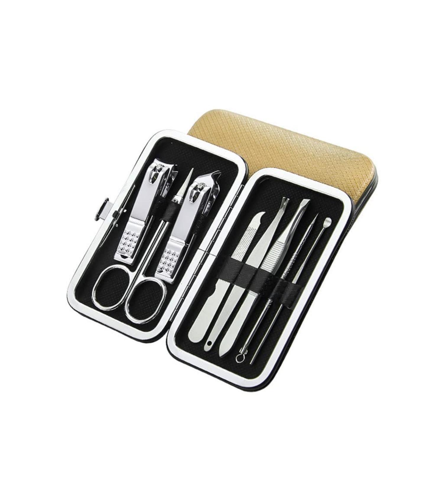Nail kit Manicure Set 8-Piece Set Adult Stainless Steel Pedicure Kit Nail File Manicure Beauty Kit (Color : Blu) (Color : Giallo)