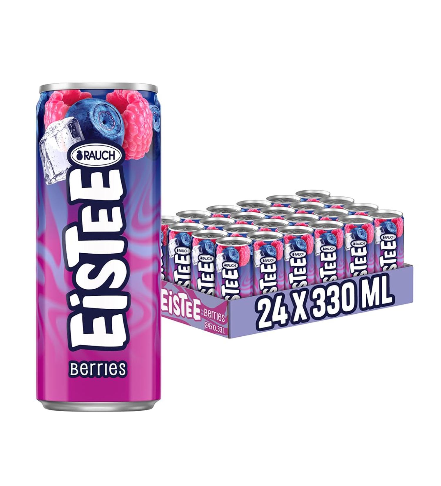 Smoke etee Berries | Fresh Raspberry & Blueberry Iced Tea | 24x330ml Cans | Refreshing Soft Drink & Ideal Thirst Quencher - Buy Online on GoSupps.com