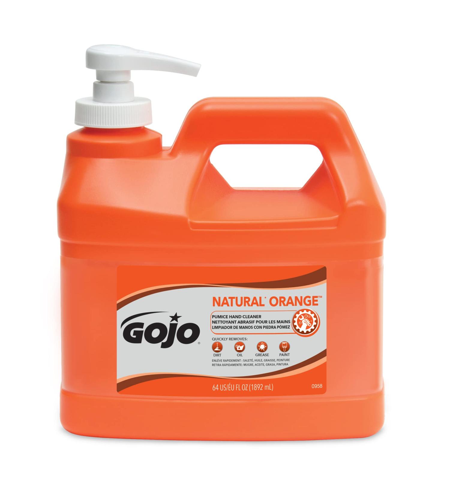 GOJO NATURAL ORANGE Pumice Hand Cleaner 1/2 Gallon - Quick Acting Lotion with Pumice Pump Bottle - Buy Online on GoSupps.com