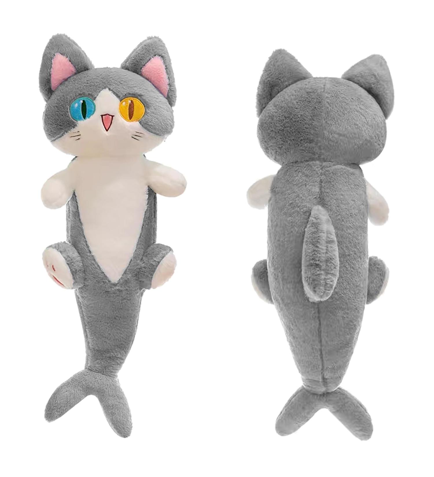 PEDEIECL Plush Shark Cat Doll - Cute Stuffed Kitten Pillow Toy Gift (Grey 80cm) - Buy Online on GoSupps.com