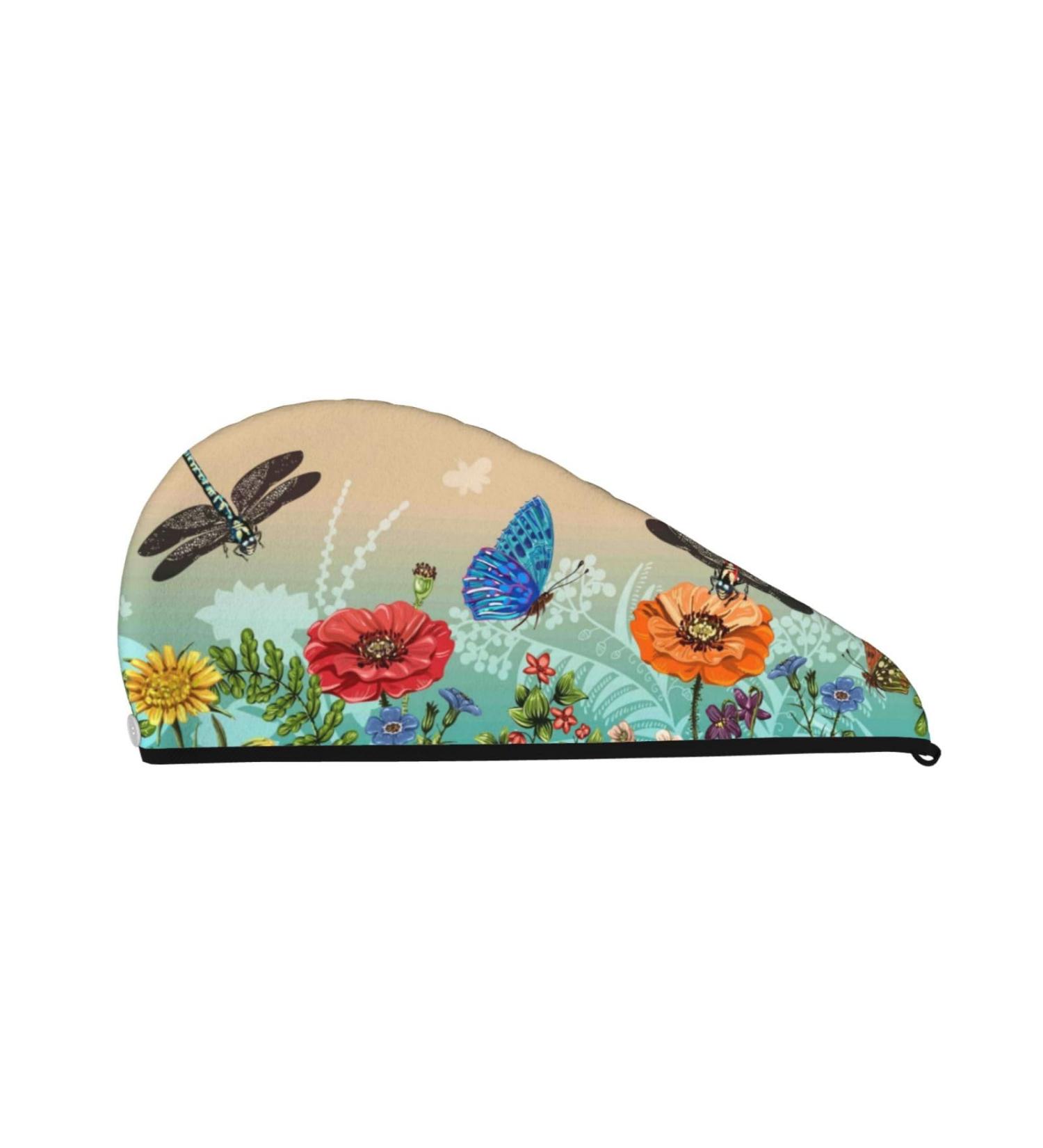 Colorful Plants & Insects Microfiber Hair Towel - Soft Super Absorbent Wrap for Long Curly & Thick Hair - Quick Dry Coral Velvet for Women - Buy Online on GoSupps.com