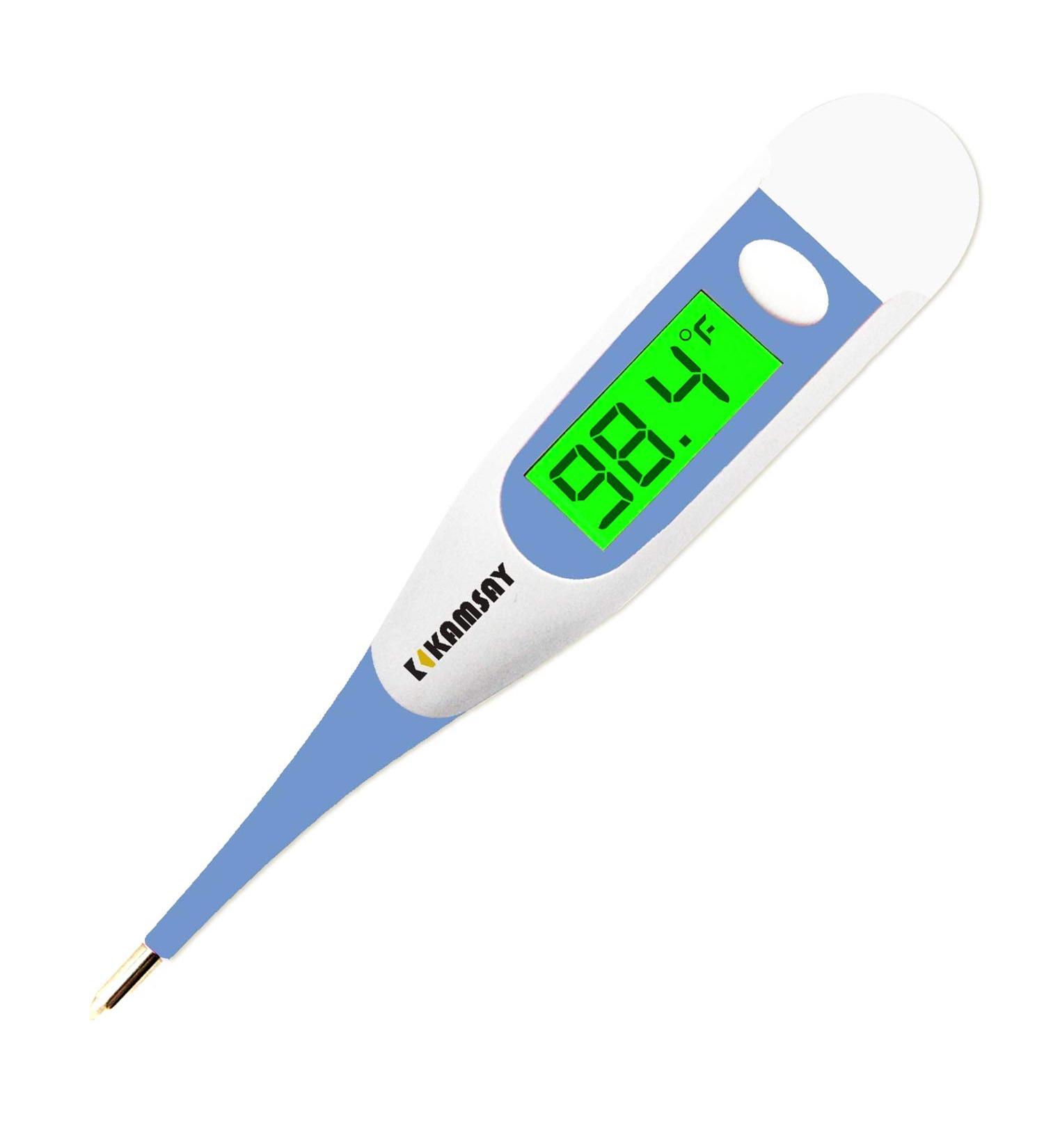 Fast Reading Digital Thermometer for Adults & Babies | Backlight Display, Memory Recall, C/F Switchable | Oral & Rectal Thermometer for Fever | Light Blue - Buy Online on GoSupps.com