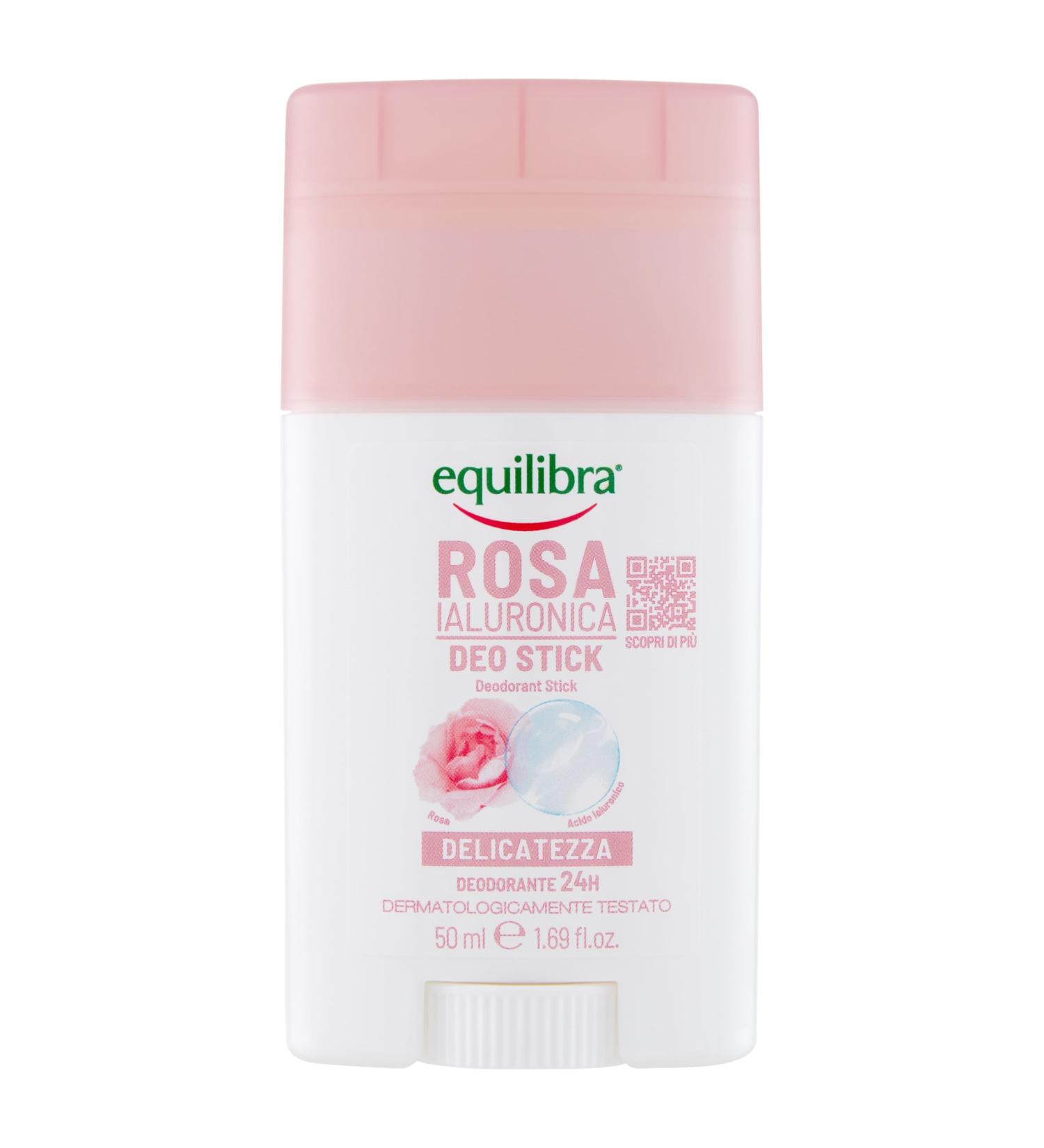 Equilibra Equilibra Body Hyaluronic Rose Deo Stick Deodorant Stick Suitable for Sensitive Skin 24H Deodorant with Anti-Odor Complex with Rose Base and Hyaluronic Acid 75 ml