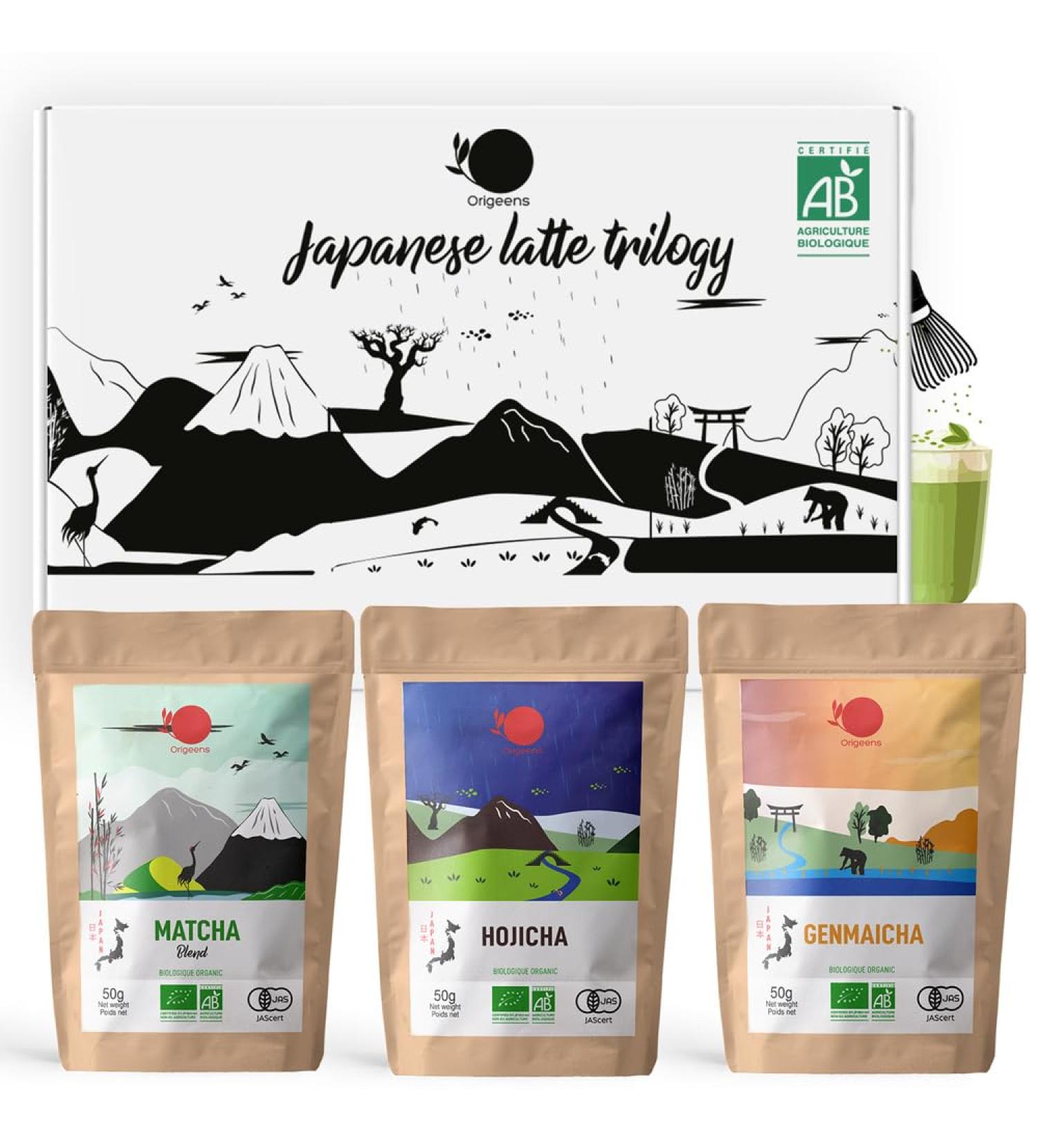 ORIGEENS Matcha LATTE Powder of: Organic Matcha Tea Organic Hojicha Tea Organic Genmaicha Tea 3 x 50 g Matcha Tea - Buy Online on GoSupps.com