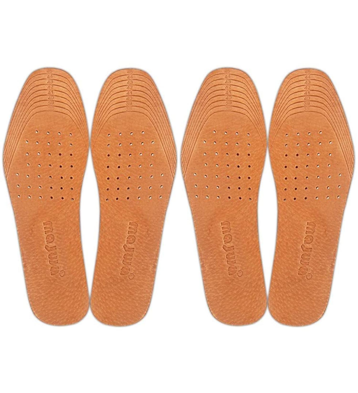 Magic Absorbent Ultra Thin Pigskin Leather Shoe Insoles - Cinnamon Inserts for Stinky Feet - 2 Pairs Pack for Men and Women (US 5.5-10.5) - Buy Online on GoSupps.com
