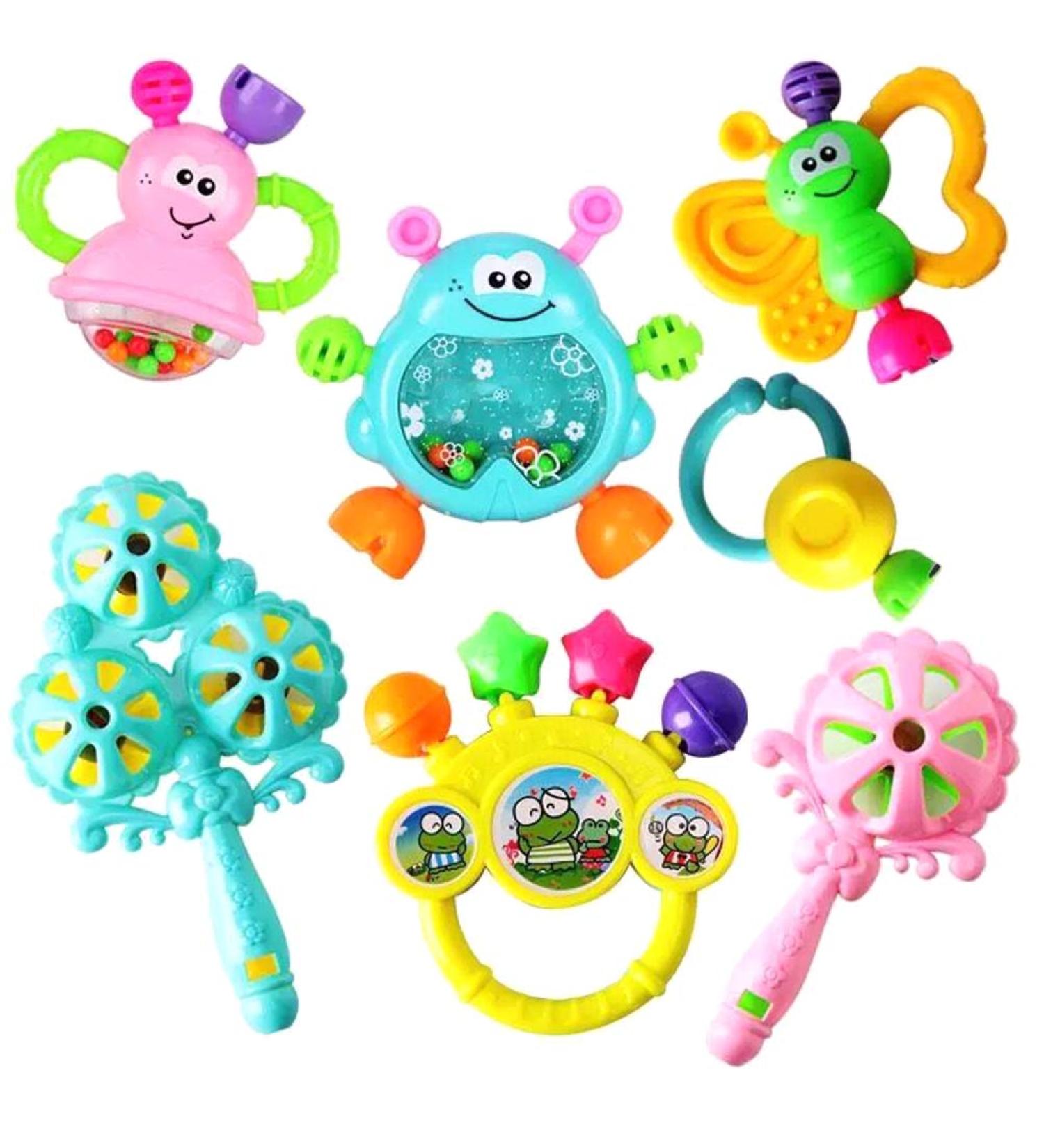 Tixiyu 7-Piece Baby Rattling Toys Set | Educational Silicone Chew Toys for Infants 0-12 Months | Music & Development Gift Set - Buy Online on GoSupps.com