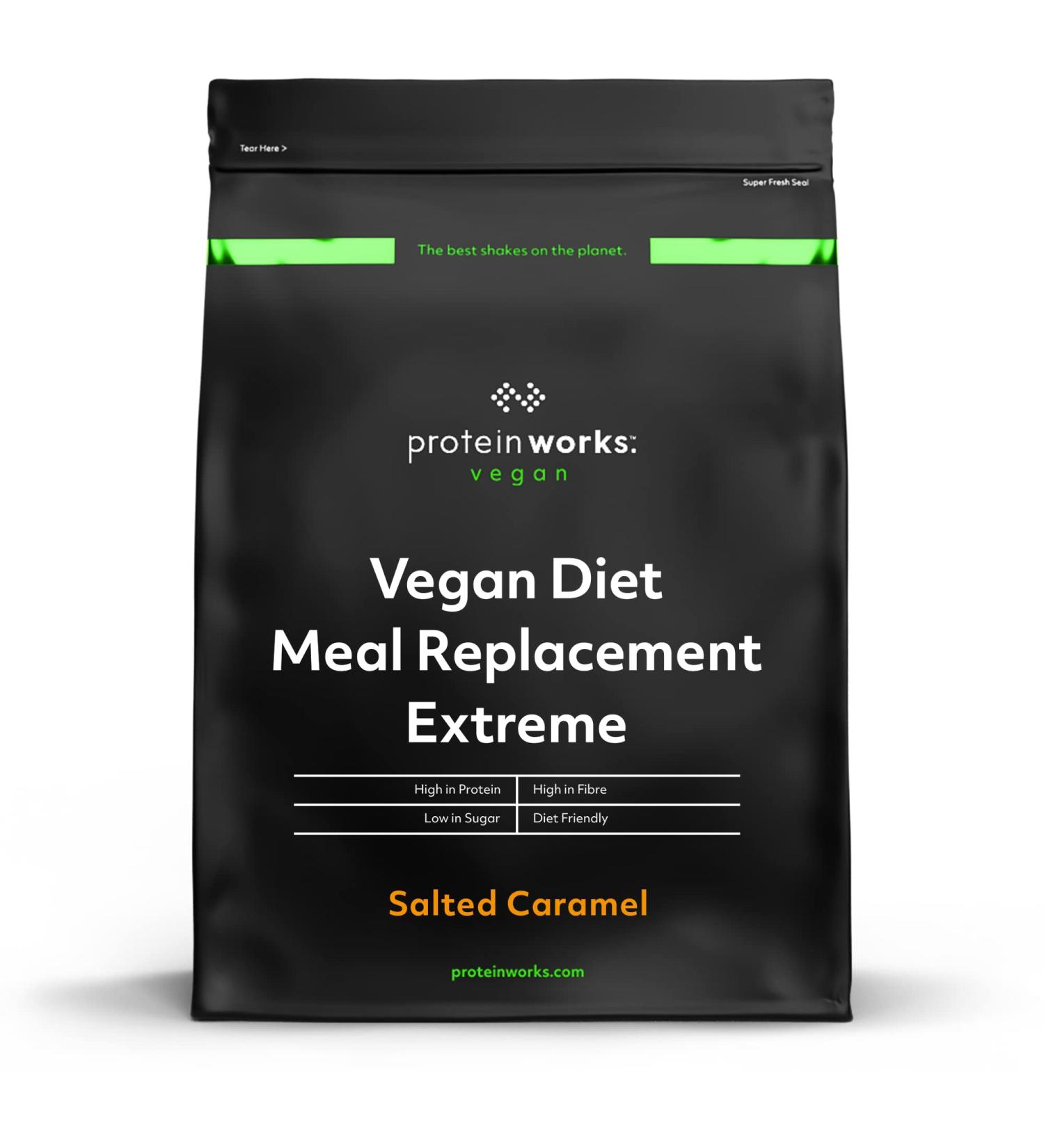 The Protein Works Vegan Diet Meal Replacement Extreme - Salted Caramel 2kg | Plant Based Shake with Added Vitamins | Supports Weight Loss | 33 Servings - Buy Online on GoSupps.com