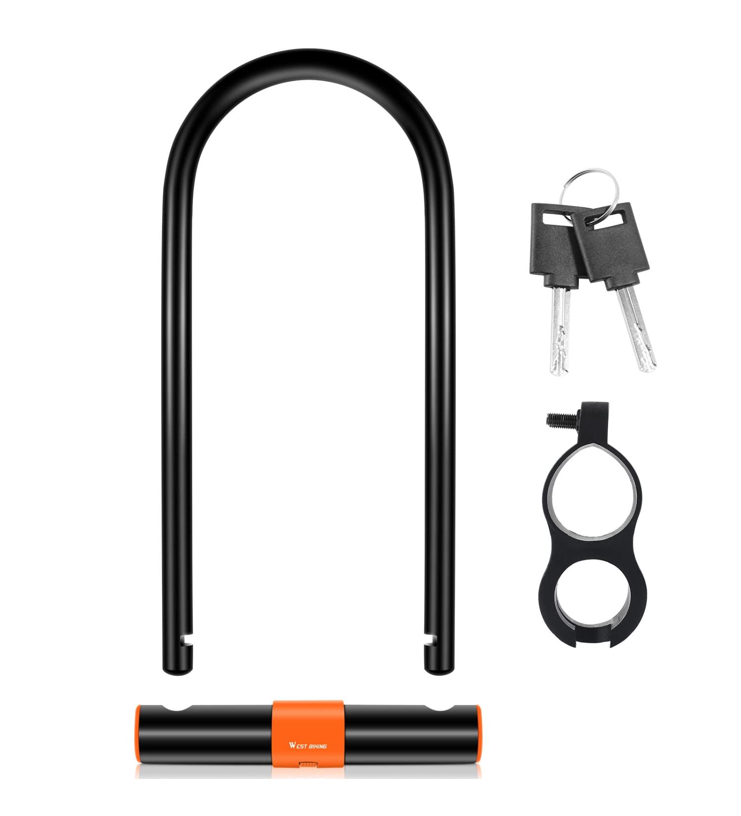 LuTuo Heavy Duty Anti-Theft Bike Lock with 2 Keys - 13.7mm Carbon Steel U-Lock for Bicycle - High Security Lock with Mount Bracket - Extra Long Lock for Scooter, Mountain & Road Bike - Black - Buy Online on GoSupps.com