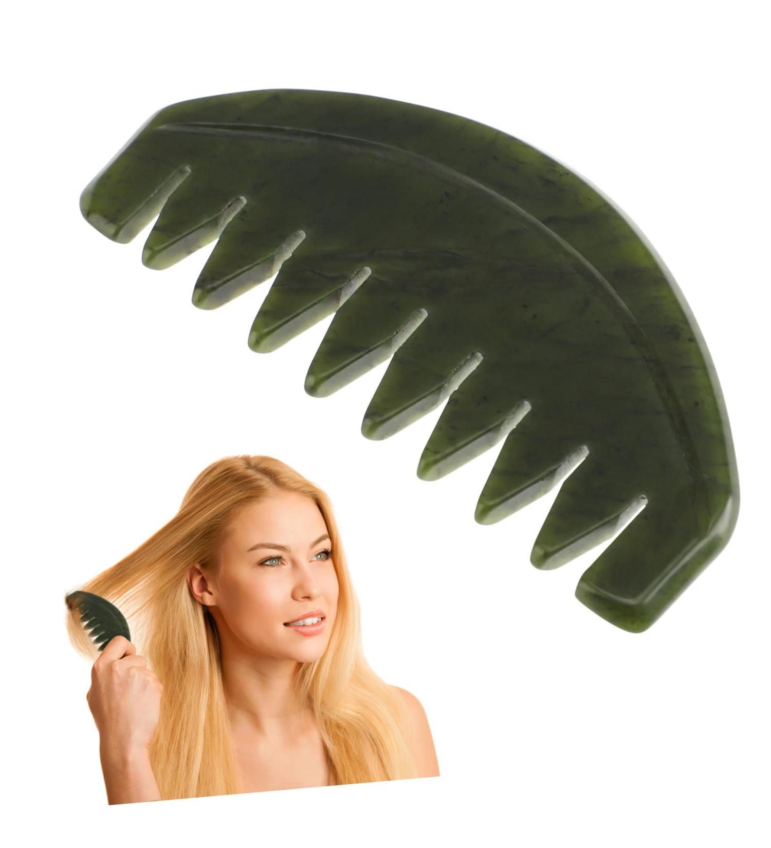 Fomiyes 3-Pc Portable Jade Comb Set | Natural Jade Massage & Relaxation Tool | Scalp Scraper & Hairbrush - Buy Online on GoSupps.com
