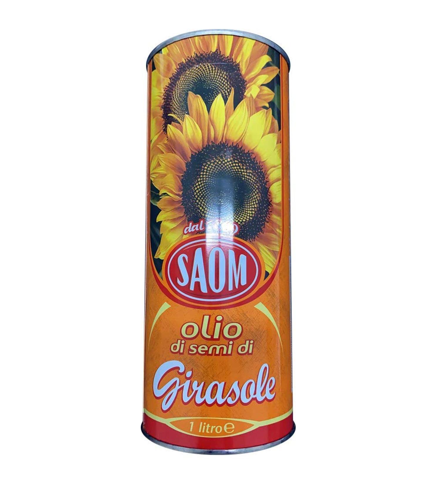 6x Saom Olio di Semi di Girasole Sunflower Oil Cooking Oil Frying Oil 100% Italian Oil Can 1Lt