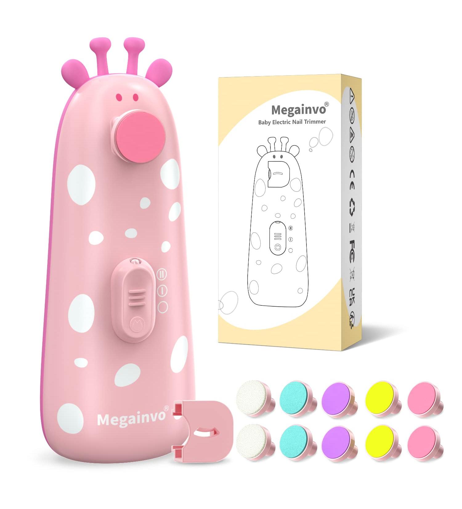 Baby Electric Nail File Trimmer with 10 Grinding Heads and LED Light - Safe and Quiet Baby Nail Care Tool for Newborns and Toddlers - Buy Online on GoSupps.com