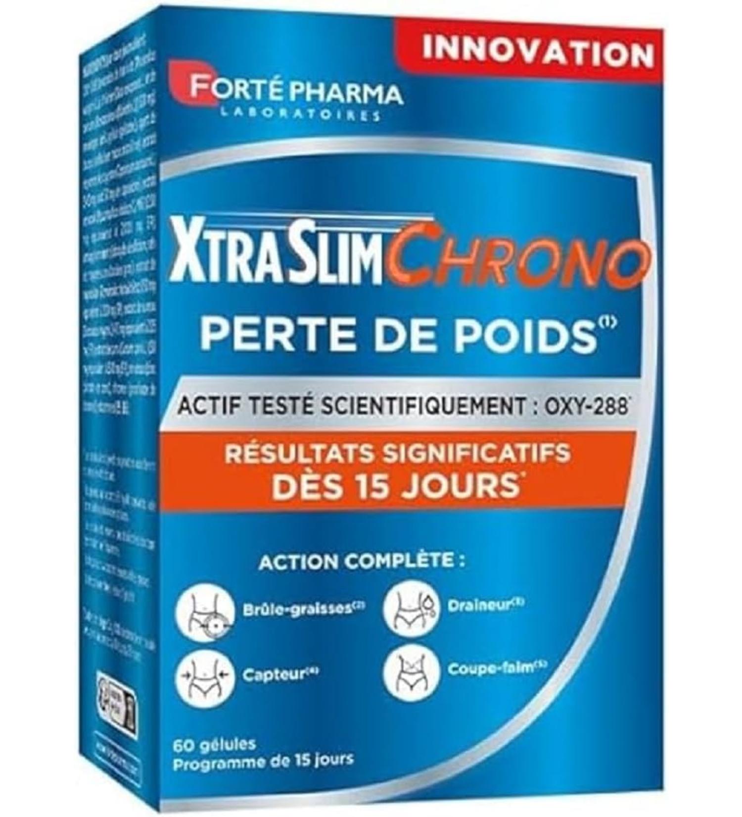 Fort Pharma - XtraSlim Chrono Perte De Poids | Compl ment alimentaire minceur - Bruleur de Graisse - 15 Jours de Cure Etude Clinique - Perte de Poids Rapide Efficace | 60 g lules 4/jour - Buy Online on GoSupps.com