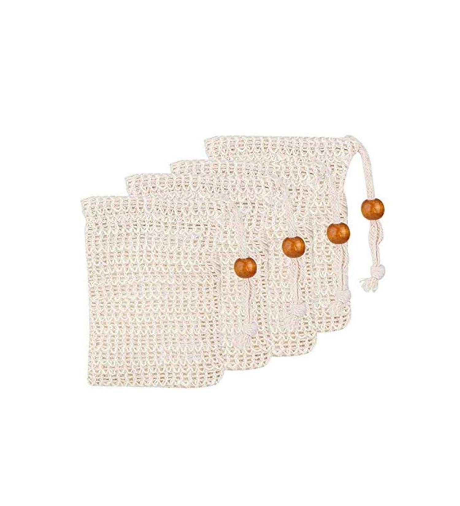 4PCs Natural Fiber Soap Bags | Organic Sisal Soap Sacks for Gentle Cleansing - Buy Online on GoSupps.com