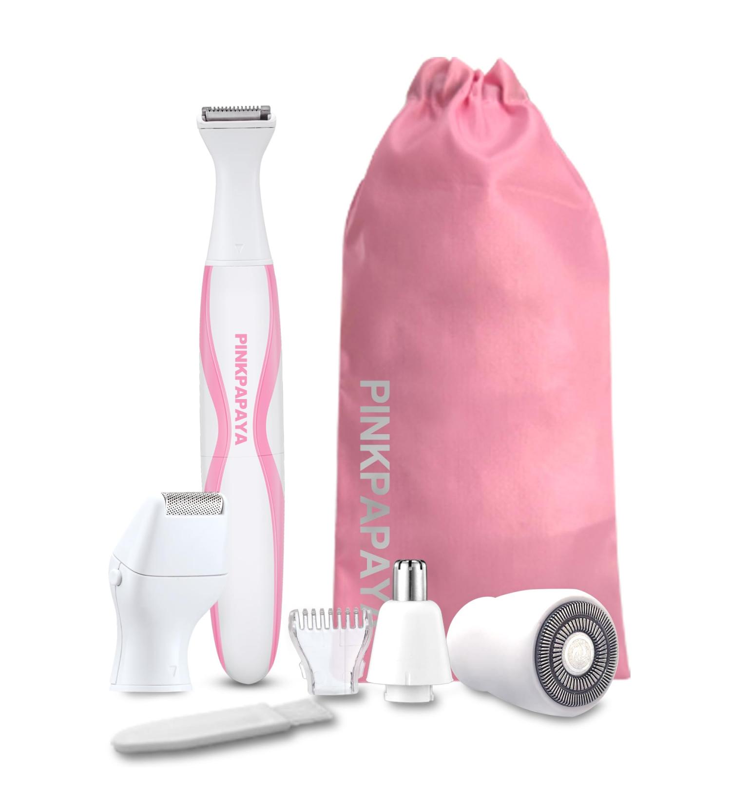 Shop 4-in-1 Electric Razors for Women - Bikini Trimmer Cordless Shaver for Face Legs & Pubic Hair Pink/White - Buy Online on GoSupps.com
