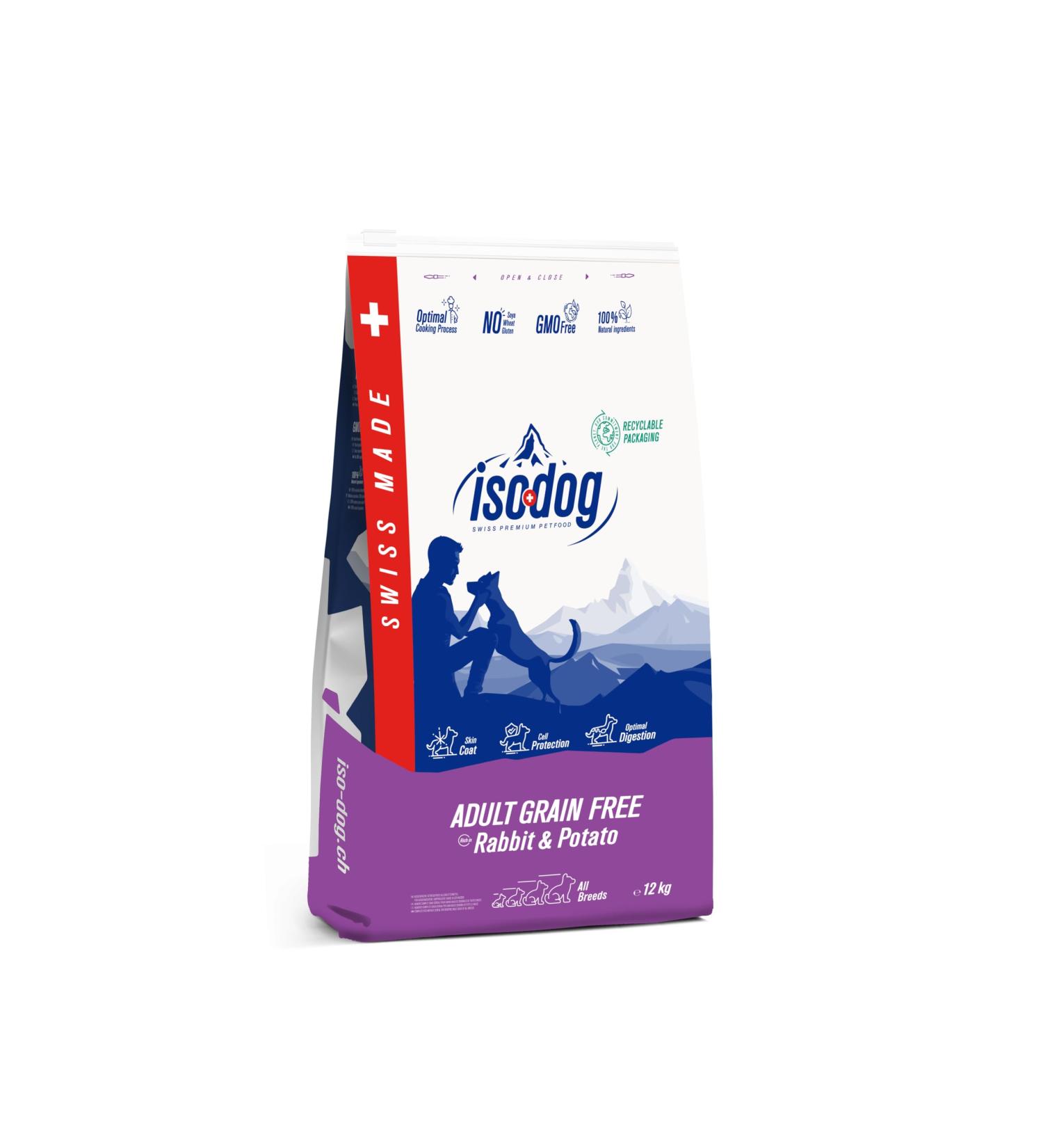 Iso dog - Premium Croquettes for Sensitive Dogs of All Breeds - Cereal Free - Optimal Digestion - Rich in Rabbit - 12kg - GMO Free - 100% Natural Raw Materials (12kg) - Buy Online on GoSupps.com
