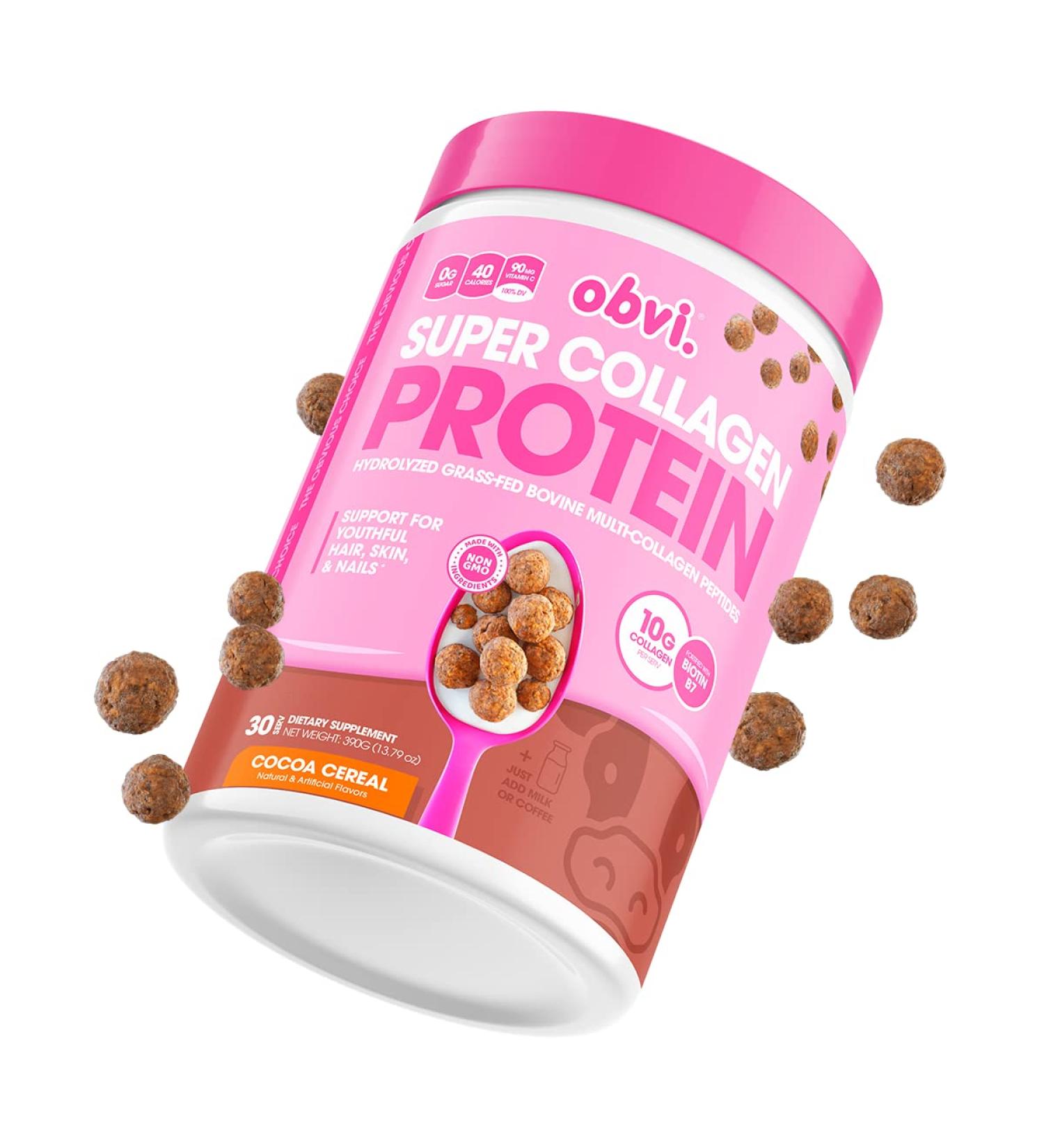 Obvi Multi-Collagen Super Protein Powder (Chocolate Cereal 14 Oz) | Keto-Friendly Gluten and Dairy Free | Hydrolyzed Grass-Fed Bovine Collagen Peptides | Supports Gut Health,Healthy Hair Skin,Nails 14 Ounce (Pack of 1) - Buy Online on GoSupps.com