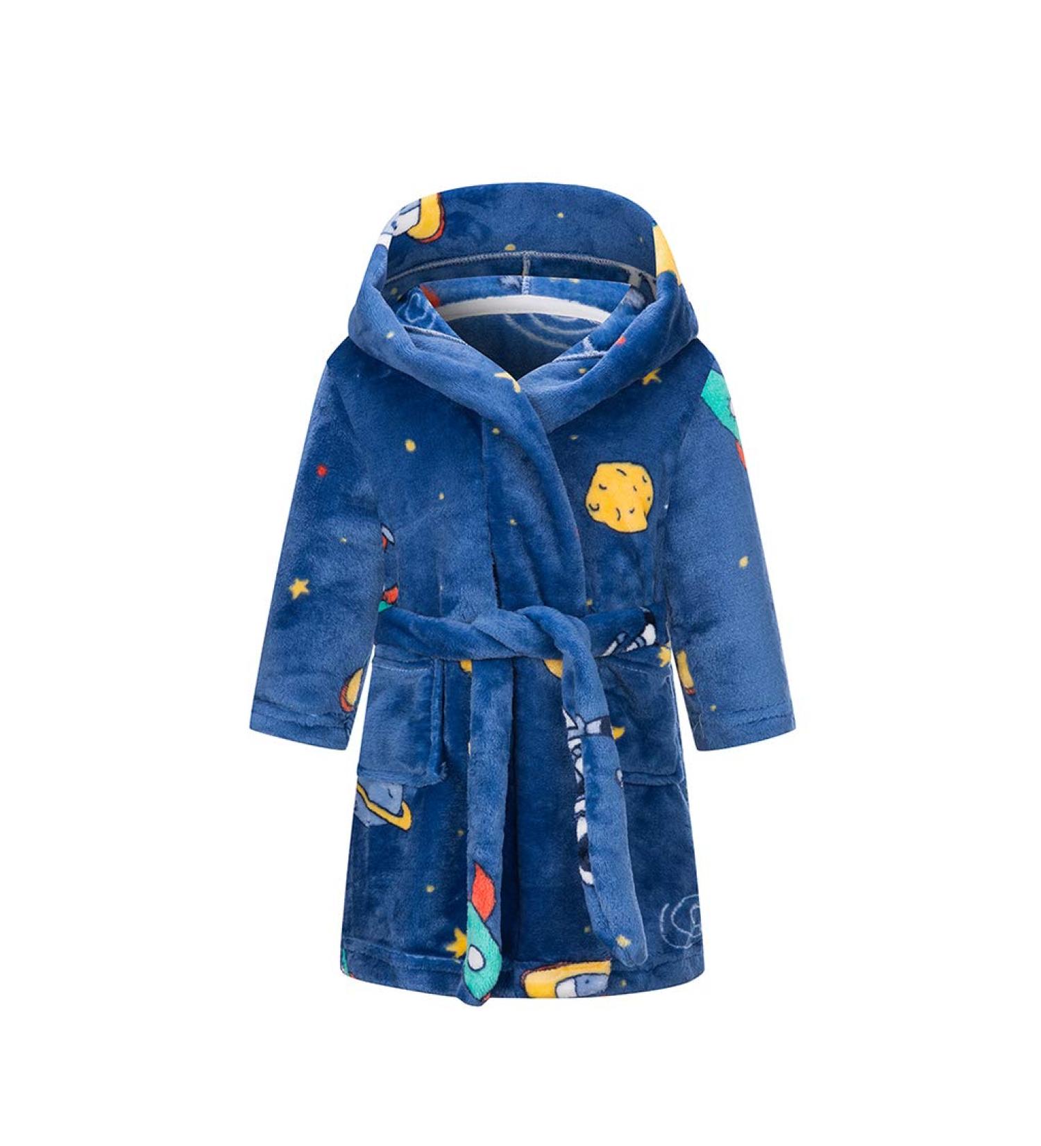 XINNE Boys & Girls Soft Bathrobe Cute Pattern Flannel Hoodie Pajamas for Toddlers & Babies | Moonlight 90 Warm Sleepwear for All Seasons - Buy Online on GoSupps.com