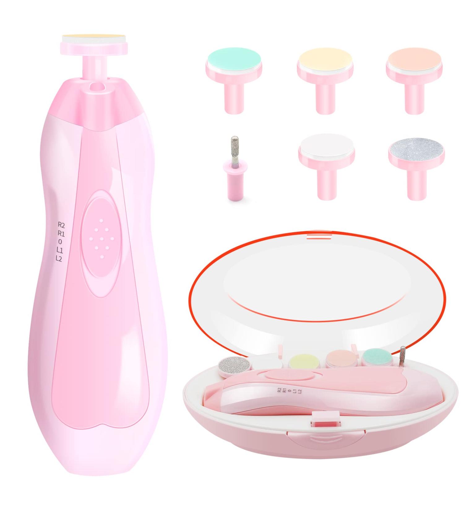 6-in-1 Baby Nail File Safety Cutter with LED Light - Safe & Quiet Trimmer for Newborns and Toddlers (Pink) - Buy Online on GoSupps.com