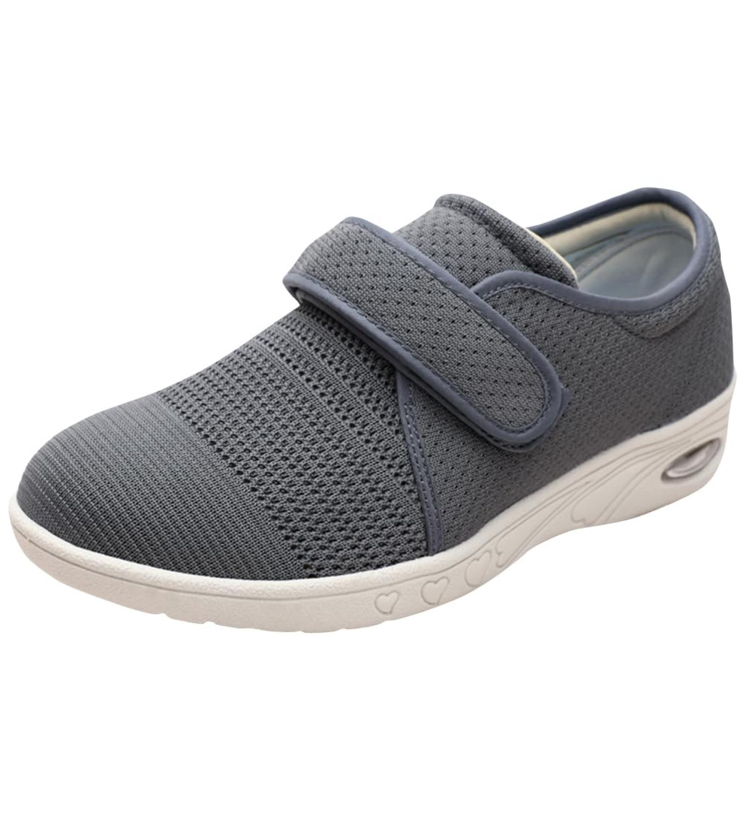 ACE SHOCK Women's Diabetic Shoes Wide Width Air Cushion Sneakers Deep Grey - Size 7.5 Wide | Adjustable Closure, Lightweight Walking Shoes for Plantar Fasciitis & Bunions - Buy Online on GoSupps.com