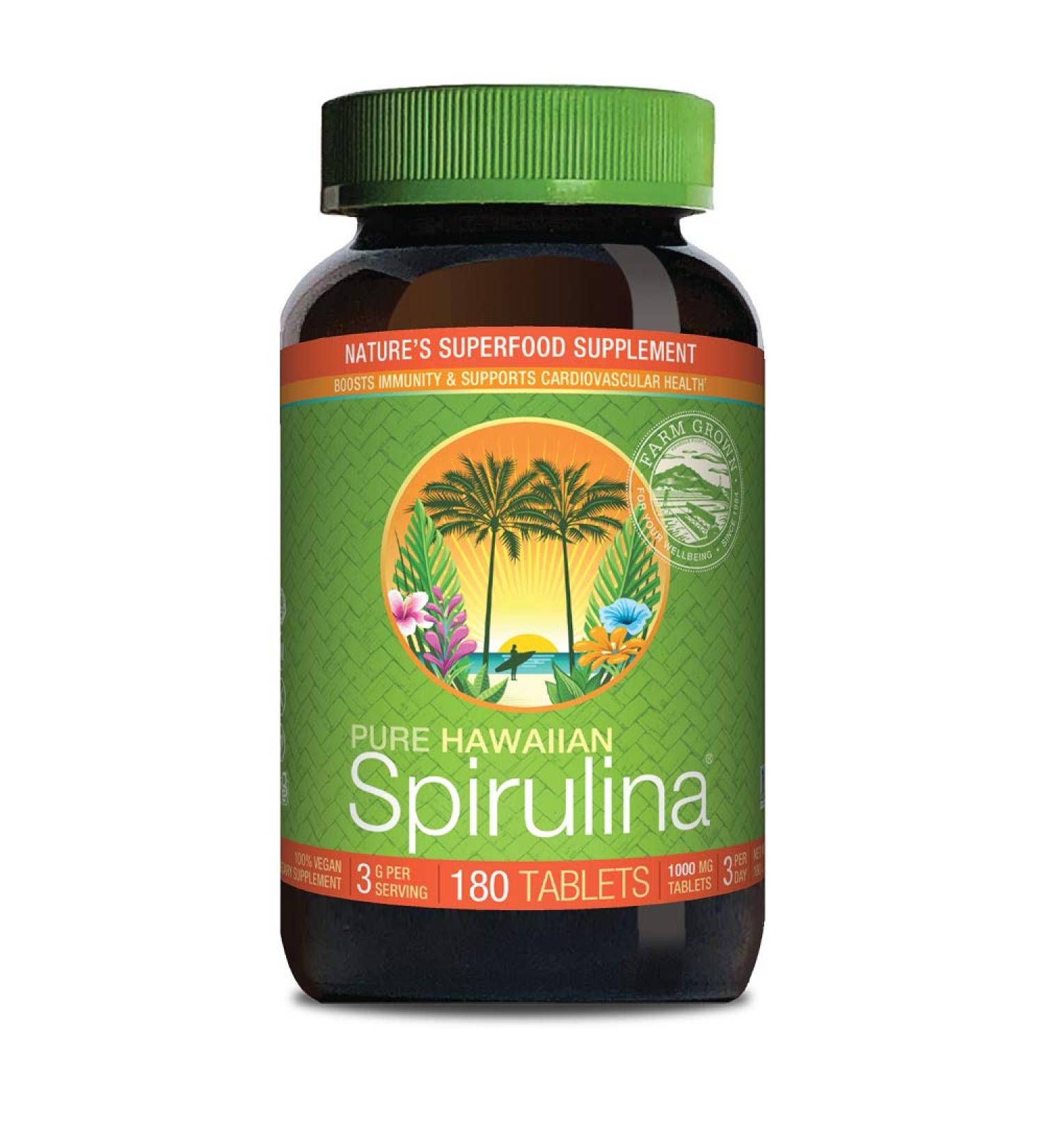 Nutrex Hawaii Pure Hawaiian Spirulina 3000 mg - 180 Tablets | Premium Superfood Supplement - Buy Online on GoSupps.com