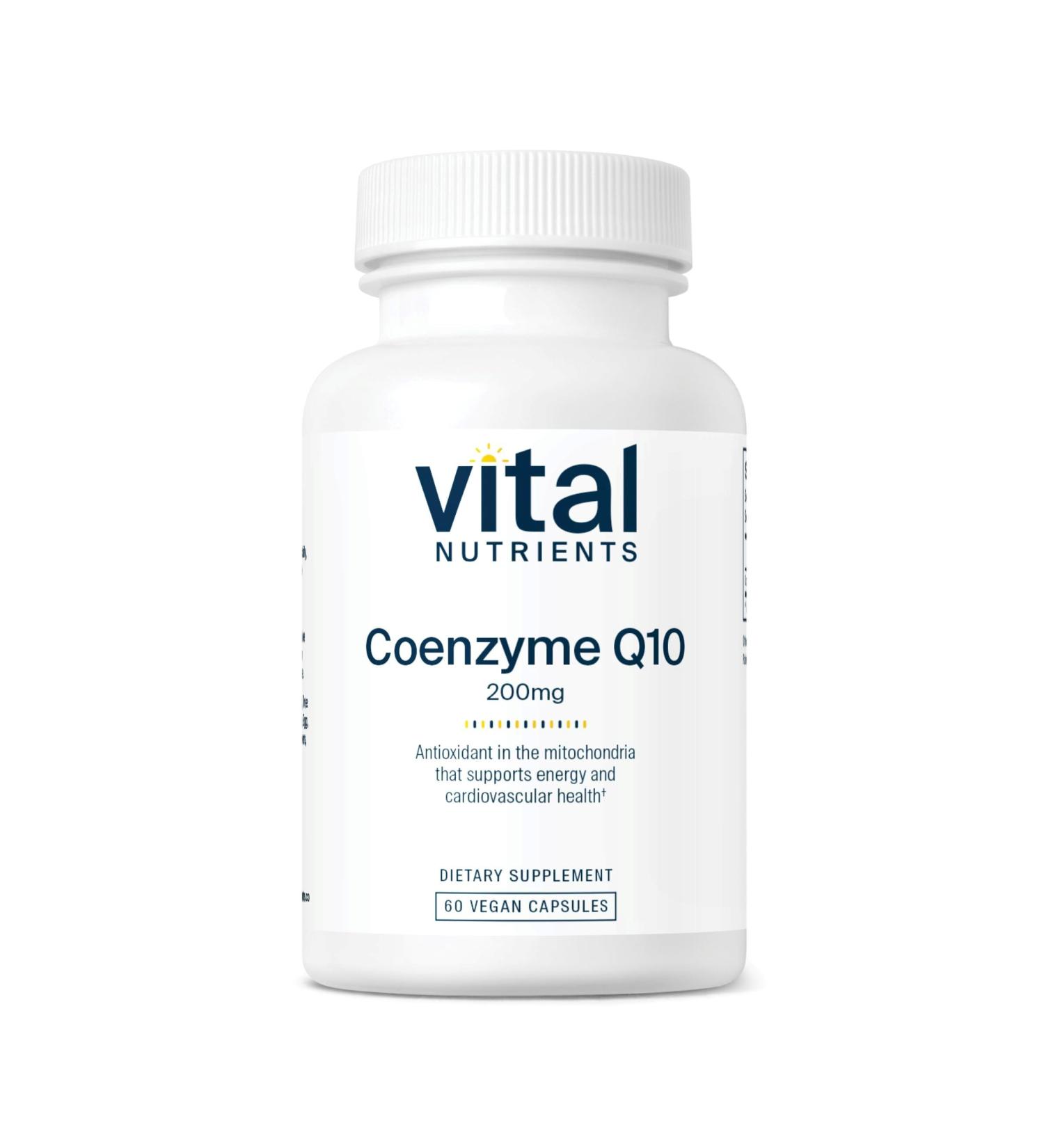 Vital Nutrients CoQ10 200mg Vegan Supplement - Antioxidant for Heart Health & Energy | Gluten Dairy Soy Free Non-GMO | 60 Capsules - Buy Online on GoSupps.com