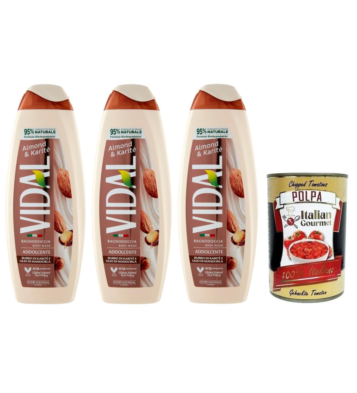  Italian Gourmet E.R. Vidal Almond & Shea Shower Gel with Shea Butter and Almond Oil 500 ml + Italian Gourmet Tomato Pulp 400 g - Buy Online on GoSupps.com