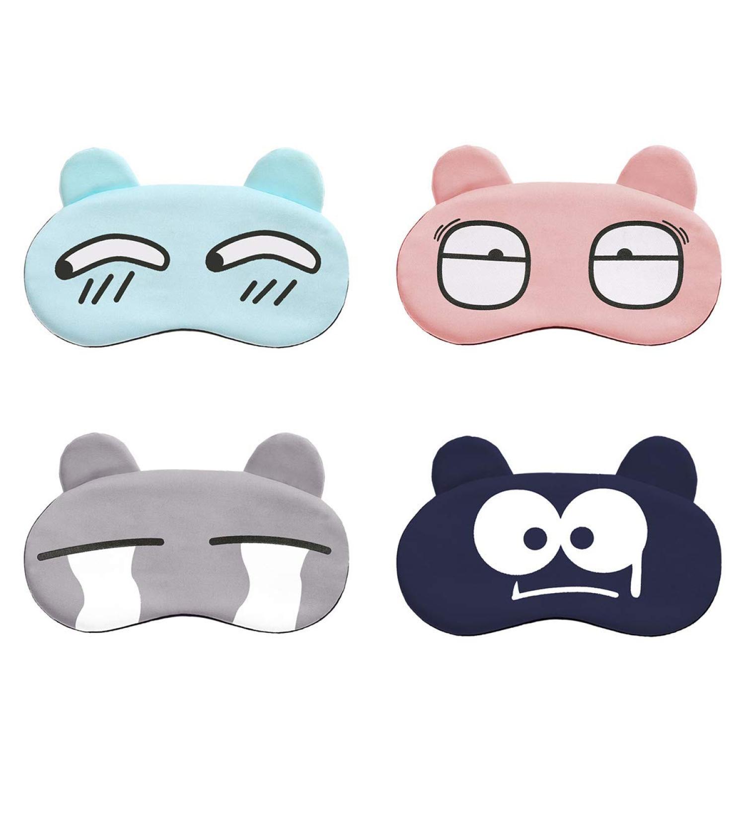 Booluee 4 Pcs Cute Cartoon Expression Sleep Eye Mask - Soft Comfortable Blindfold for Kids, Men, Women - Ideal for Plane Travel, Nap, Night Sleeping - Buy Online on GoSupps.com