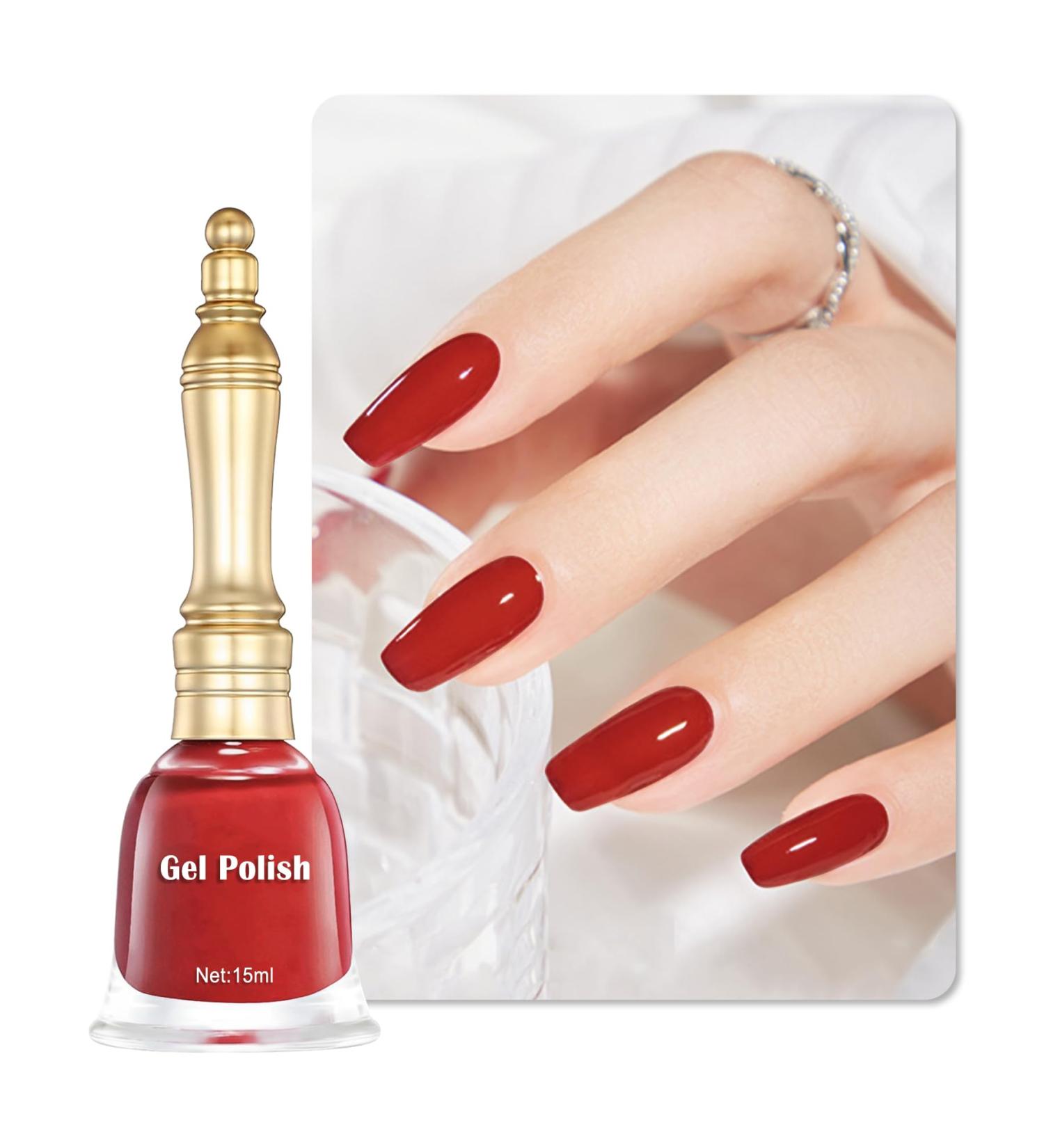Fast Drying Cherry Red Nail Gel Polish - Long-Lasting High Glossy Shine 15ml Water-Based Lacquer for Home Manicure & Gifts - Buy Online on GoSupps.com