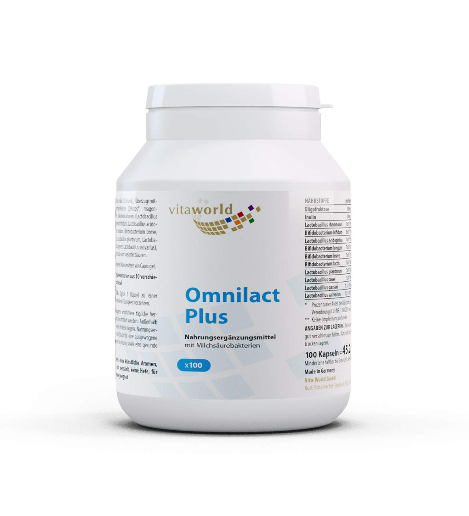 3 -pack vita world omnilact plus 3 x 100 capsules probiotics pharmacies manufacture 10 different tribes lactobacillus and bifidobacterium