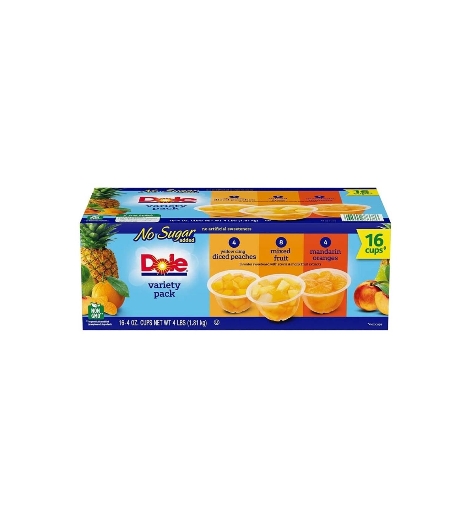 Dole No Sugar Added Mixed Fruit Variety Pack, 4 oz (16 Pack) - Healthy Snack Option - Buy Online on GoSupps.com