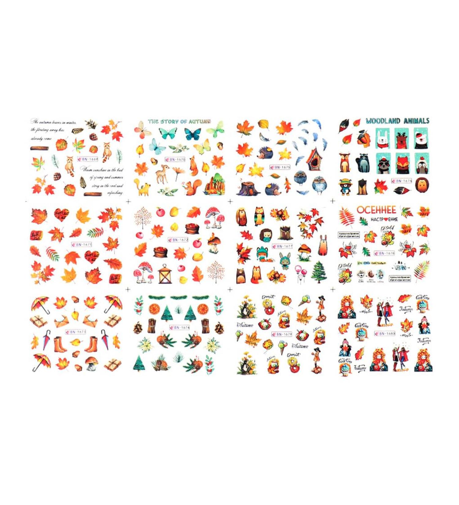 dijiusidy Nails Stickers Fashion Maple Leaf Pumpkin Decals Manicure Tools Sliders Decor Adhesive Fruit Elements Decorations 1680 BN1669 BN1669 1680 - Buy Online on GoSupps.com