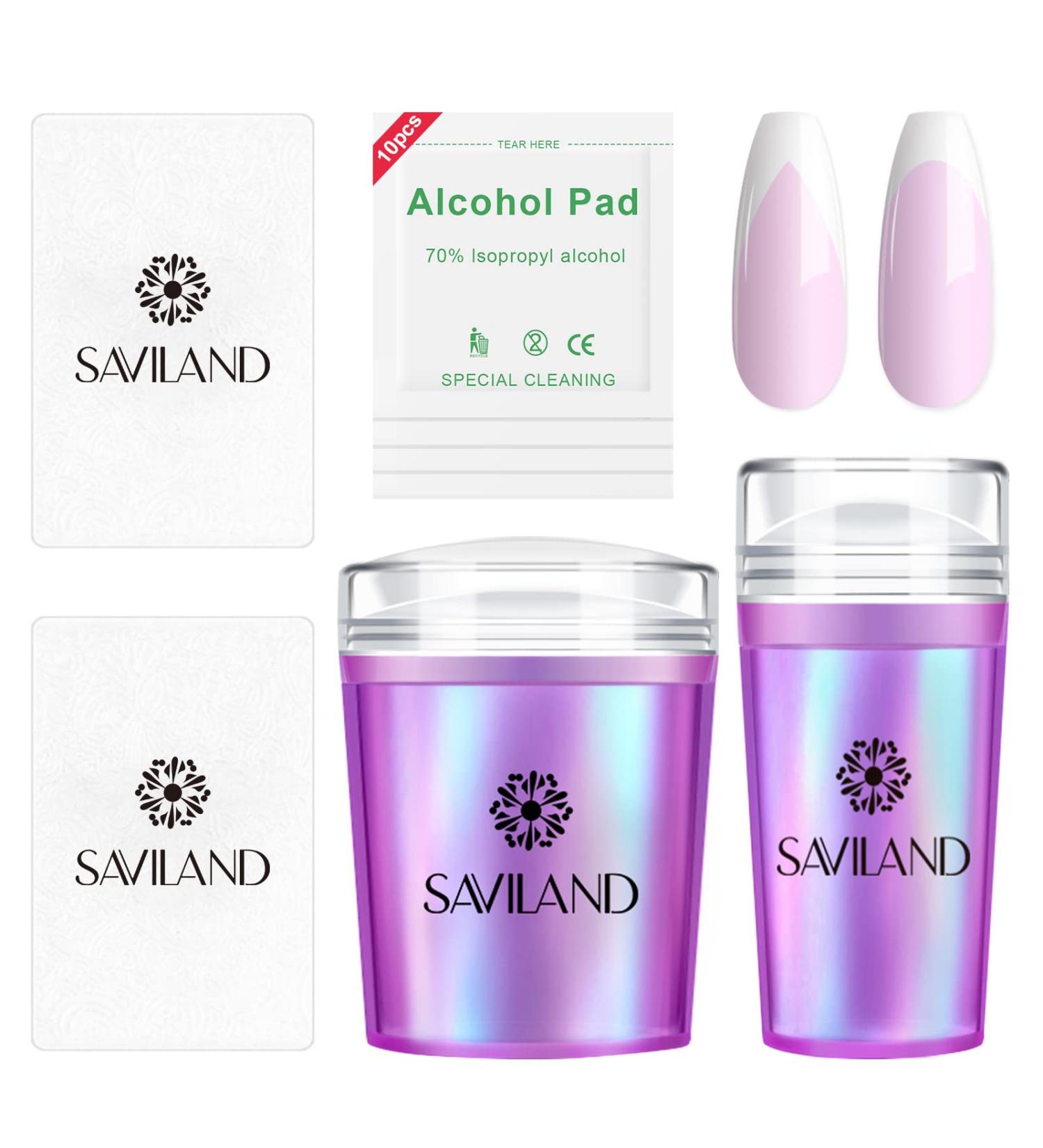 Saviland French Nail Stamper - 14PCS Silicone French Tip Stamp Kit - Purple Nail Stamper Set for French Manicure - Nail Tech Supplies Gift for Women - Buy Online on GoSupps.com