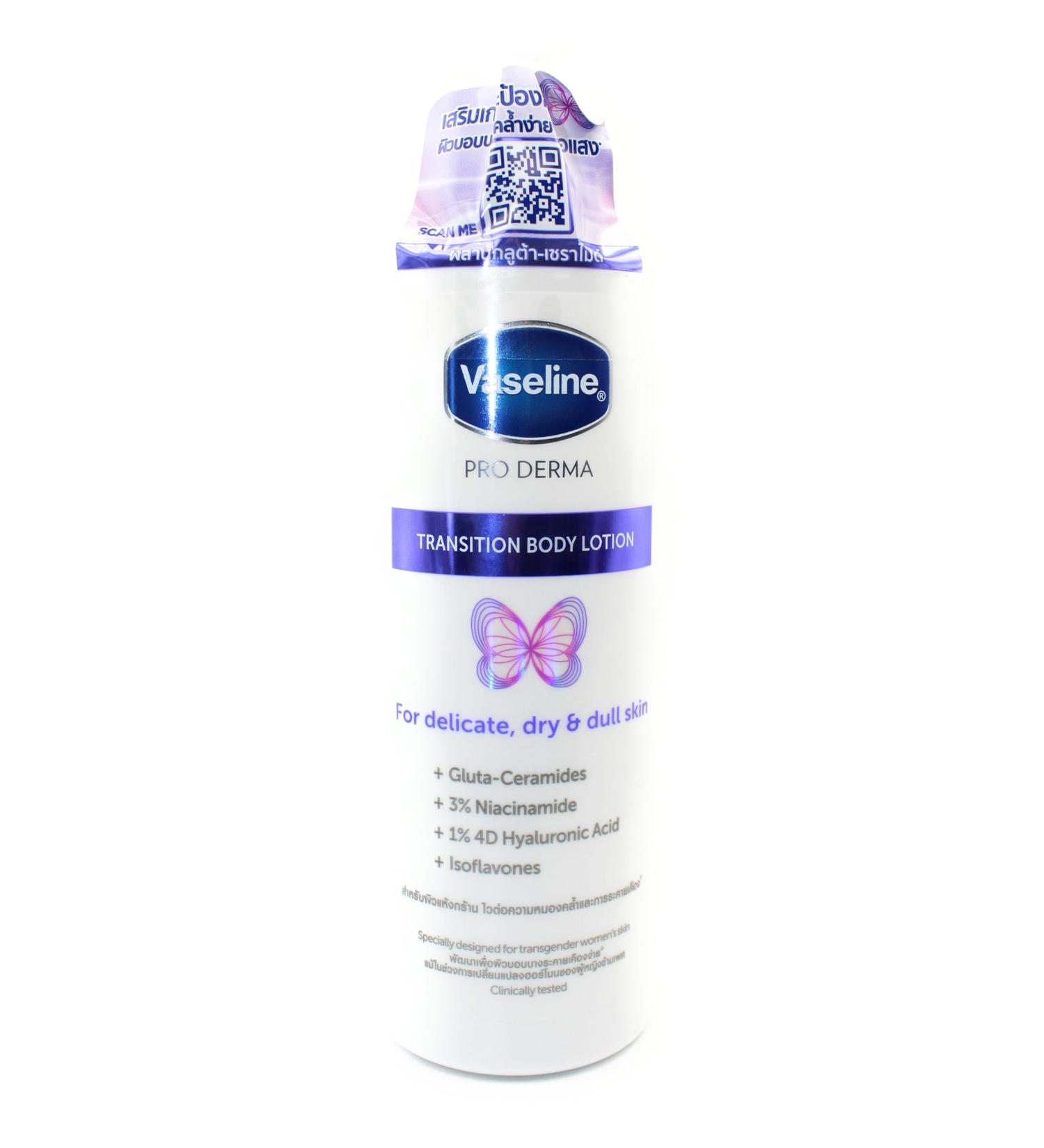 Vaseline Pro Derma Transition Body Lotion 250 Ml. For Delicate Dry & Dull Skin With Gluta-Ceramides 3% Niacinamide 1% 4D Hyaluronic Acid & Isoflavones