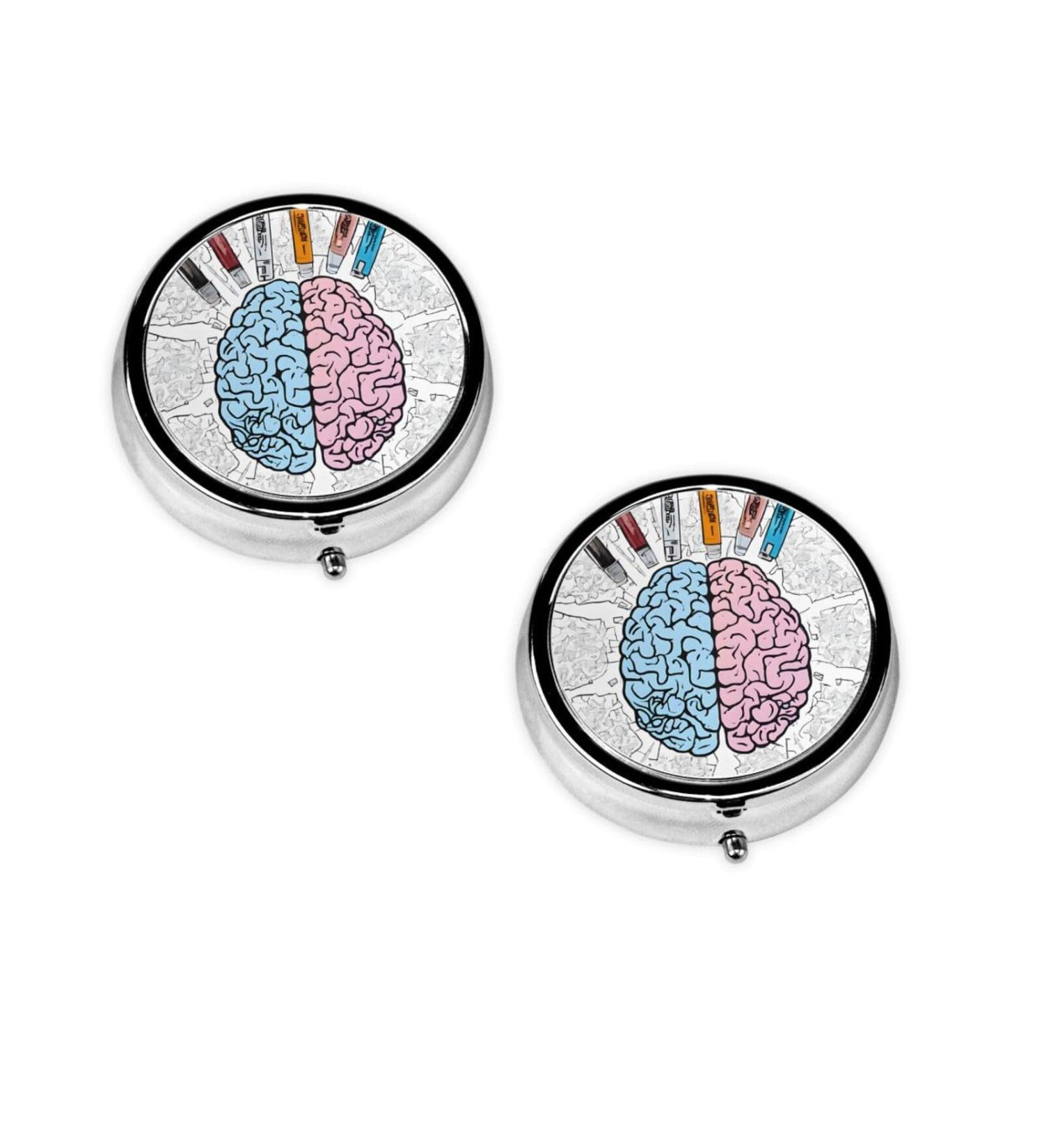 Human Brain Mini Round Pill Box 3 Compartment Pill Organizer for Travel Home & Office Use | Portable Medicine Case - Buy Online on GoSupps.com