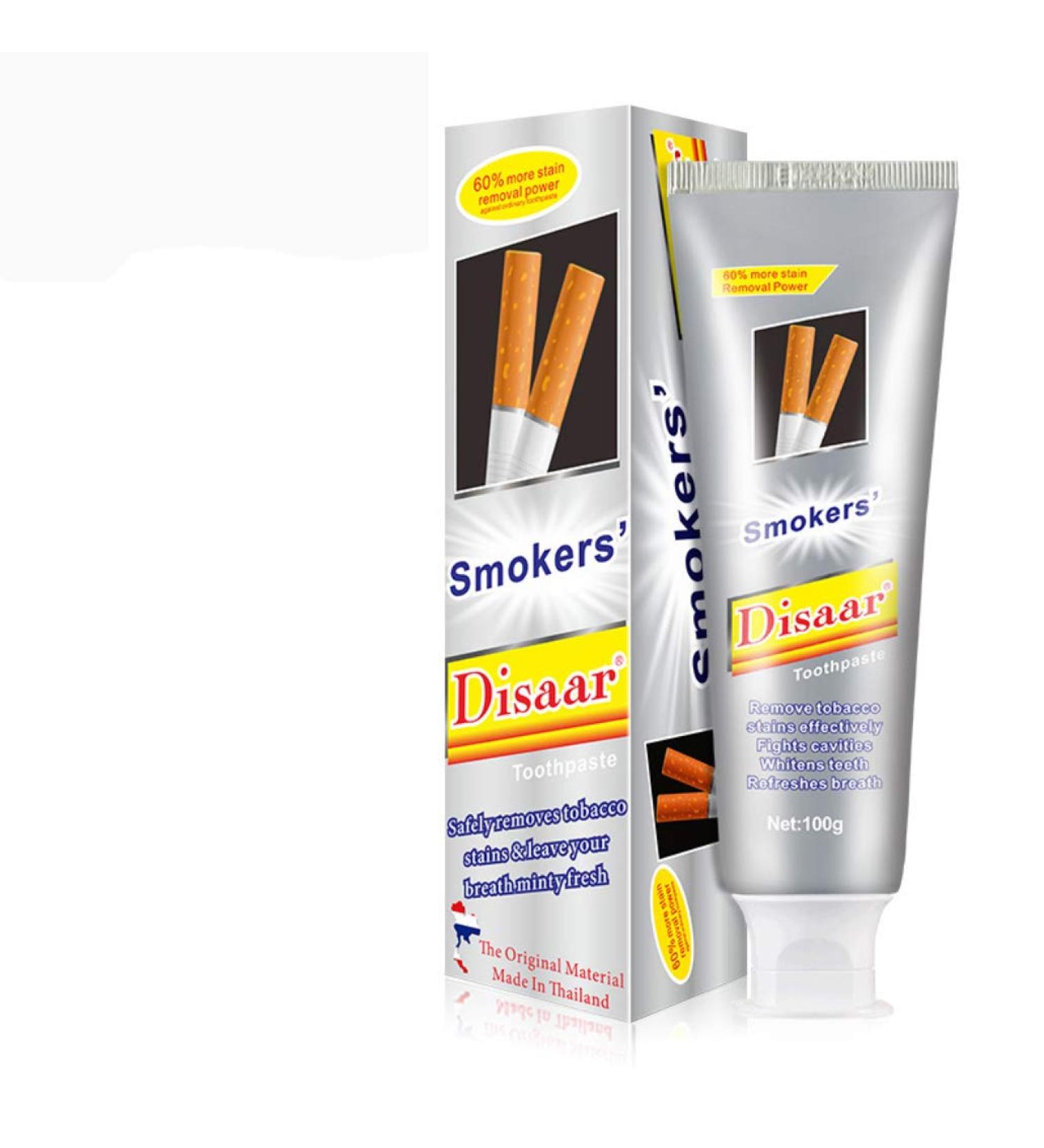 DISAAR BEAUTY Smokers Toothpaste Removes Tobacco Stains Fresh Minty Breath Strengthens Teeth Against Cavities 100g / 3.38fl.oz - Buy Online on GoSupps.com