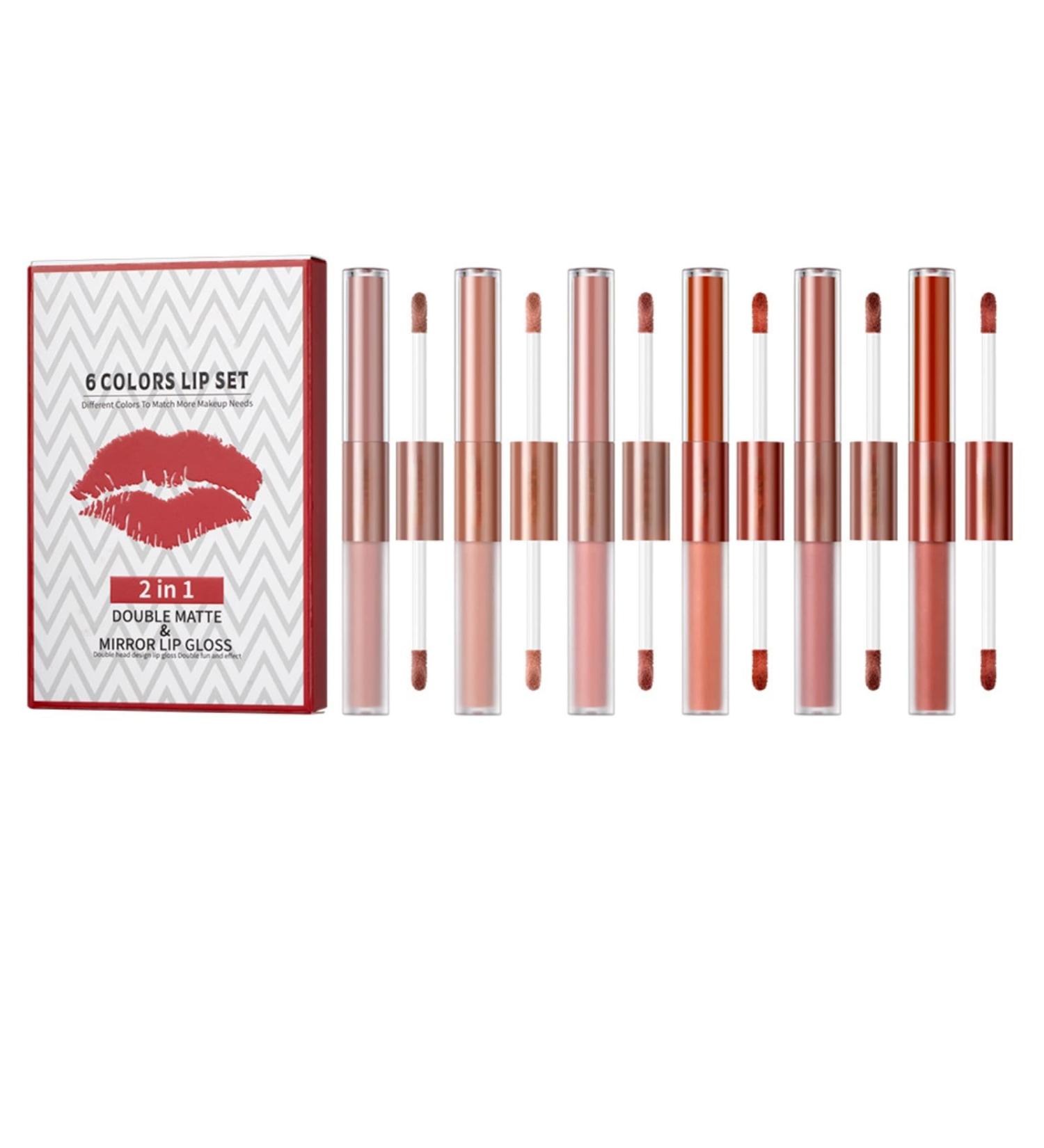Allbestaye Double Headed Liquid Lipstick - Waterproof Matte & Shimmer Lipgloss | Shop Nude Shades | International Shipping Available - Buy Online on GoSupps.com