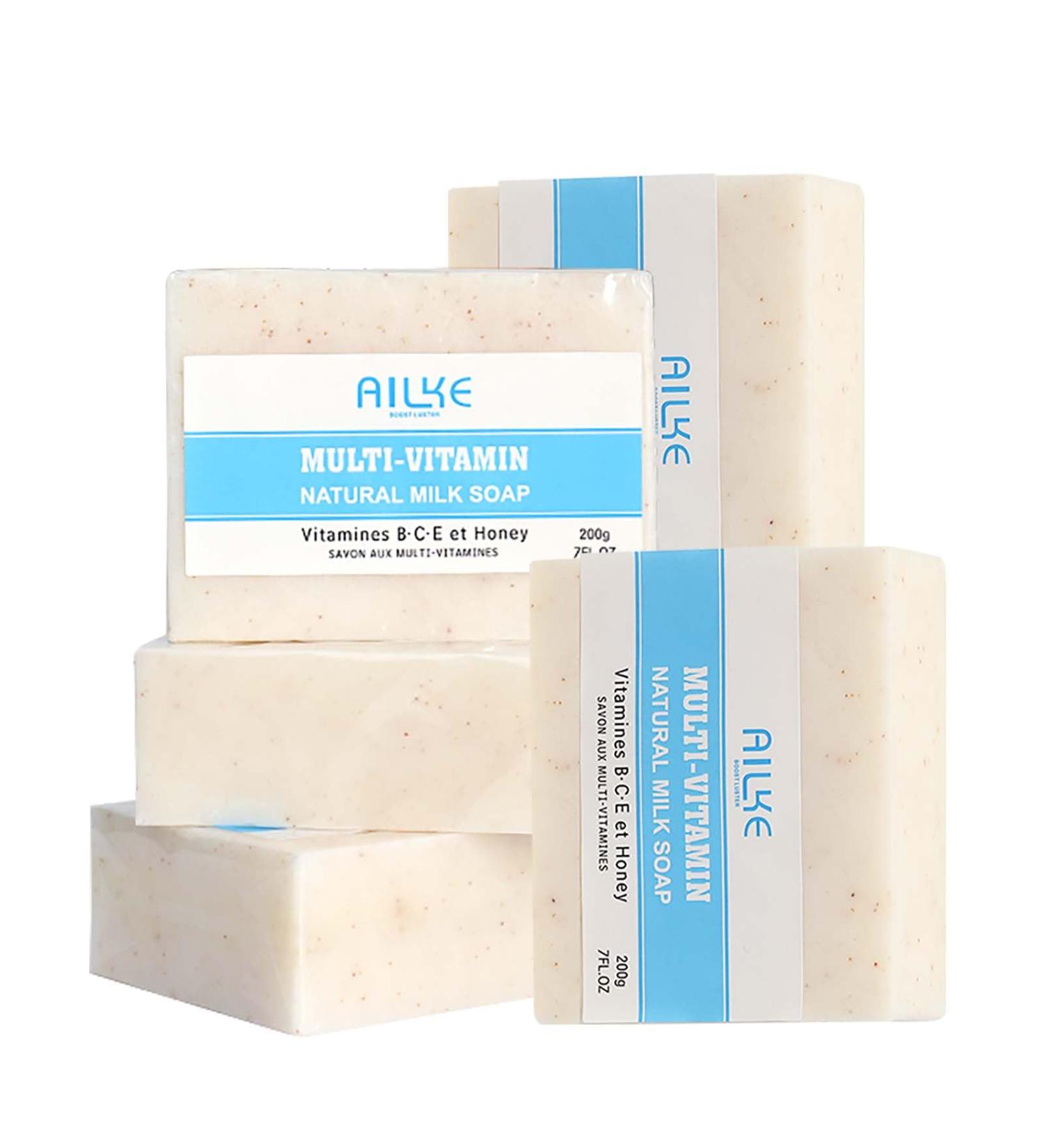 AILKE BOOST LUSTER AILKE MultiVitamin Natural Milk Soap Bar Brightening Gentle Cleansing Nourishes Hydrates and Smoothes Skin with Vitamins BCE Increase Skin Radiance Soap 200g Pack of 5 5 pieces - Buy Online on GoSupps.com