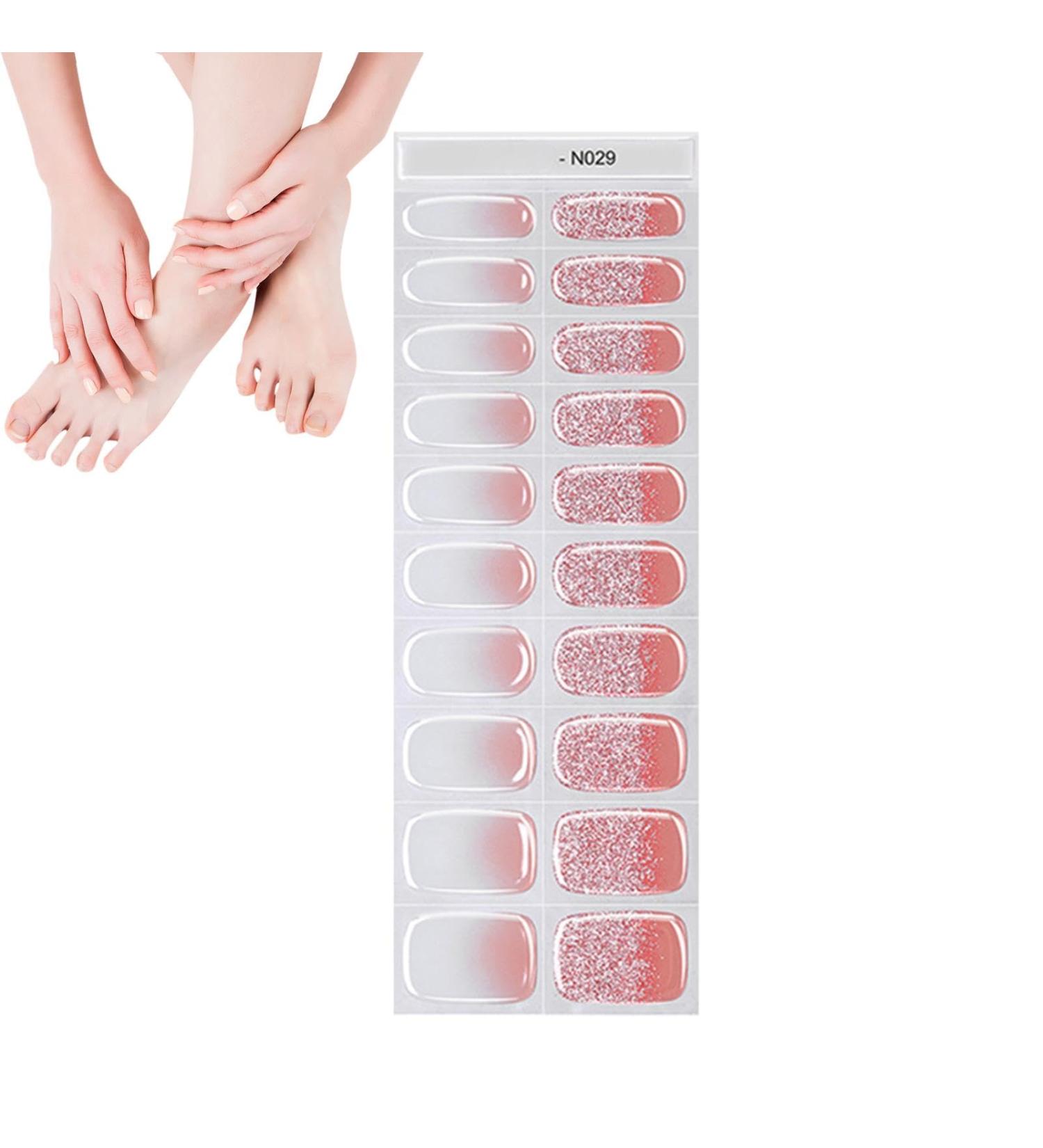 Yapetnck Gel Nail Strips Gloss Nail Sticker with Nail Lamps | Glitter Gel Nail Polish Strips with Lamp Light Semi-Cured Gel Nail Suitable for Women N029 - Buy Online on GoSupps.com