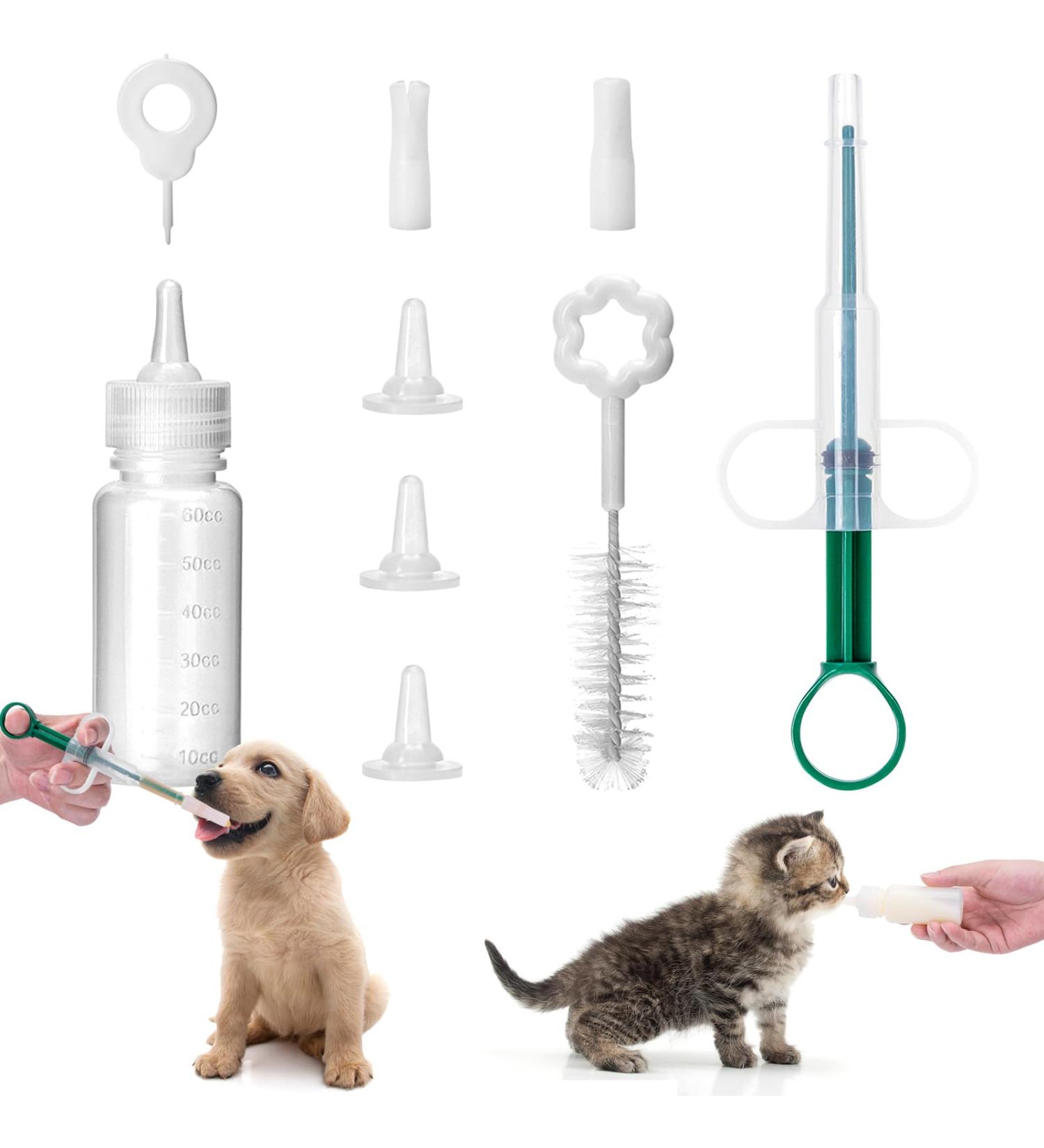 Nobleza 9 PCS Puppy Feeding Kit Pet Whelping Kit Pet Feeding Nipple Bottle Pet Pill Plunger Popper Tablet Dispenser Shooter Pet Feeding Dispenser Tool Kitten Syringe Medicine Feeder for Newborn Pets - Buy Online on GoSupps.com