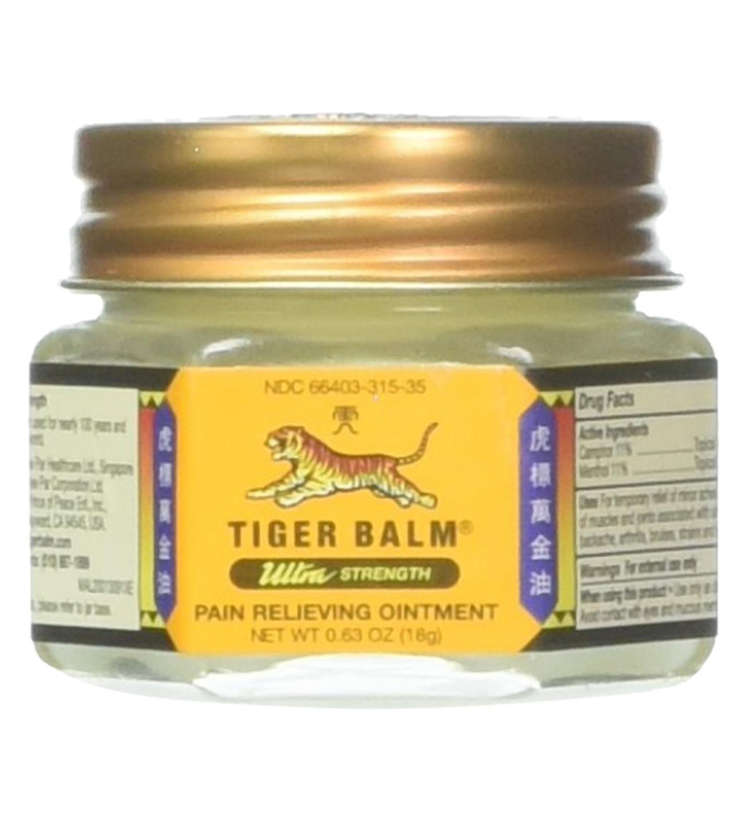 Tiger Balm Ultra Strength Pain Relieving Ointment Non-Staining 18 gm 0.63 Ounce (Pack of 1)