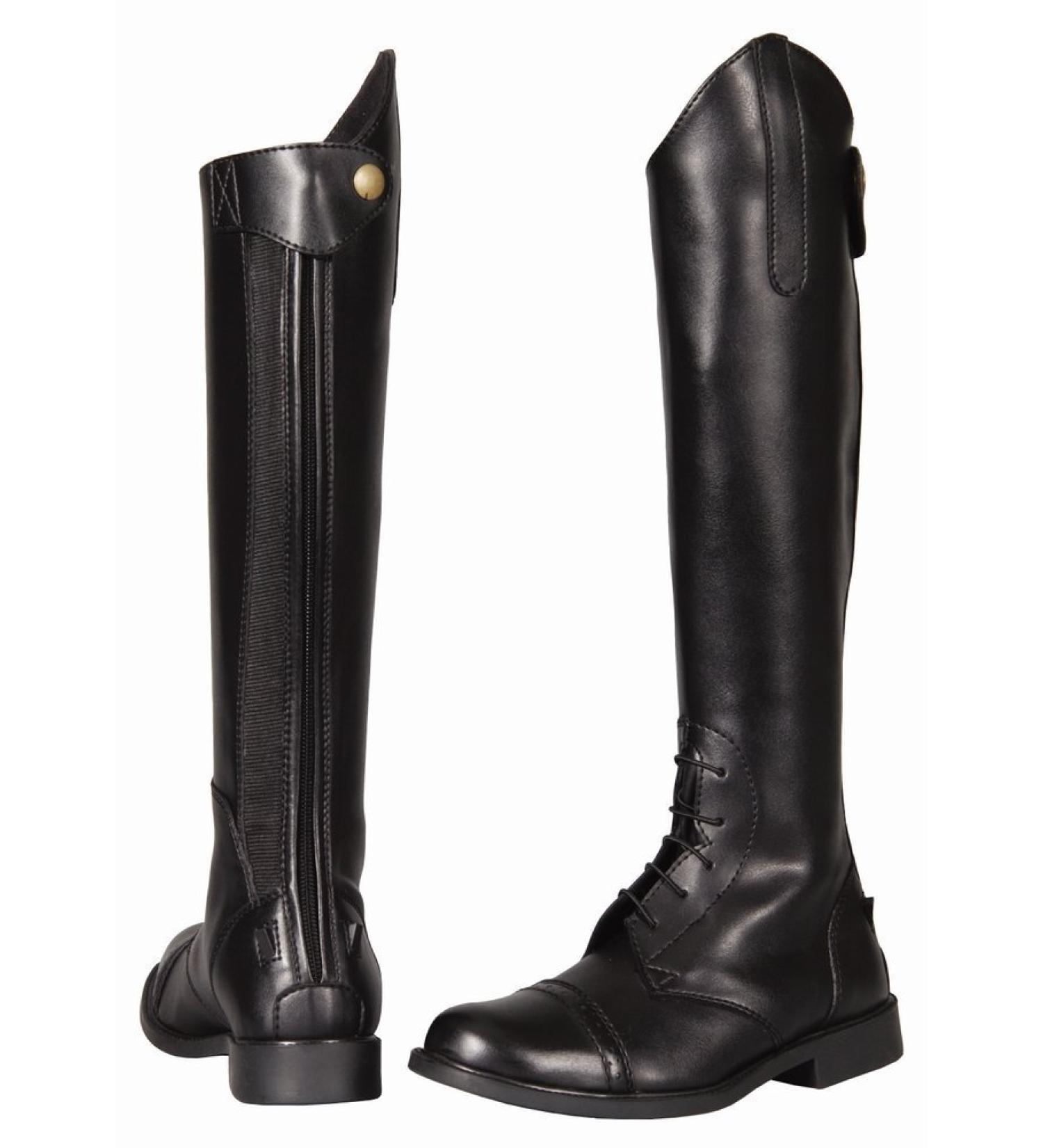 TuffRider Children's Starter Back Zip Field Boots in Synthetic Leather, Black, 4 Regular Wide