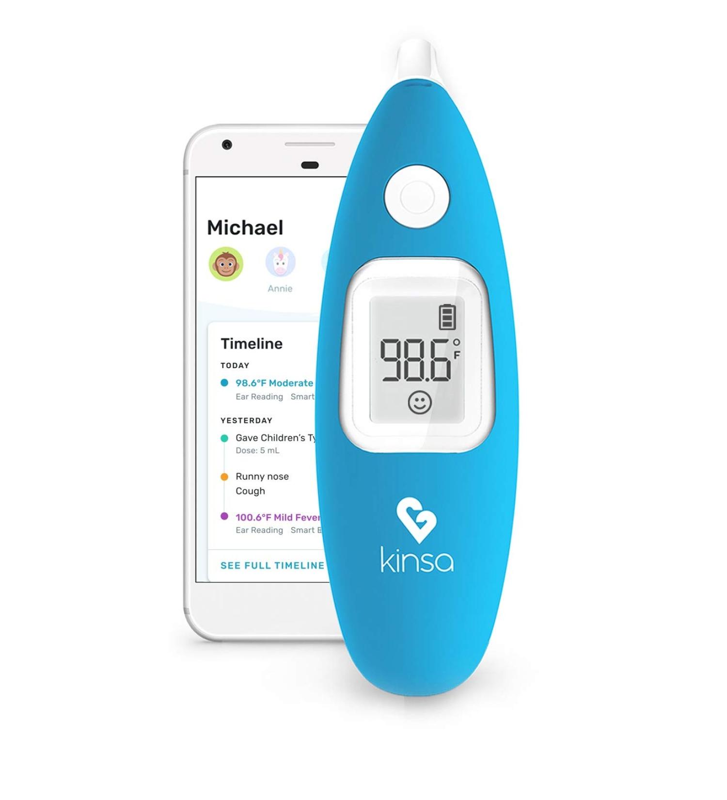 Kinsa Smart Ear Digital Thermometer - Fast & Accurate Infrared Termometro for Baby, Kid, Adult - FDA Cleared for Body Temperature Readings - Buy Online on GoSupps.com