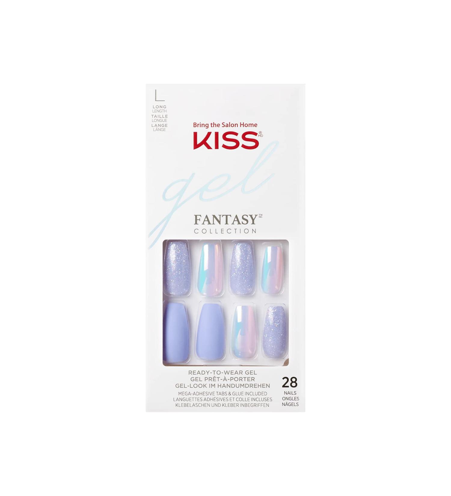 KISS Glam Fantasy Collection Parasol Special FX Gel Nails Includes 28 False Nails Nail Glue Nail File and Manicure Stick - Buy Online on GoSupps.com