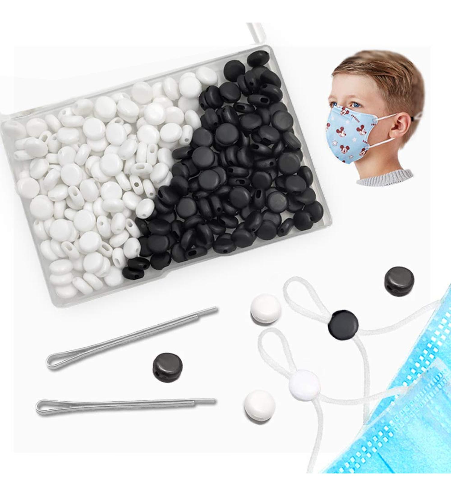 200pcs Elastic Cord Locks Toggles for Drawstrings - Silicone Round Cord Stops - Non-Slip Adjustable Buckler - Mask Adjuster for Suppliers - White 100pcs Black 100pcs - Buy Online on GoSupps.com
